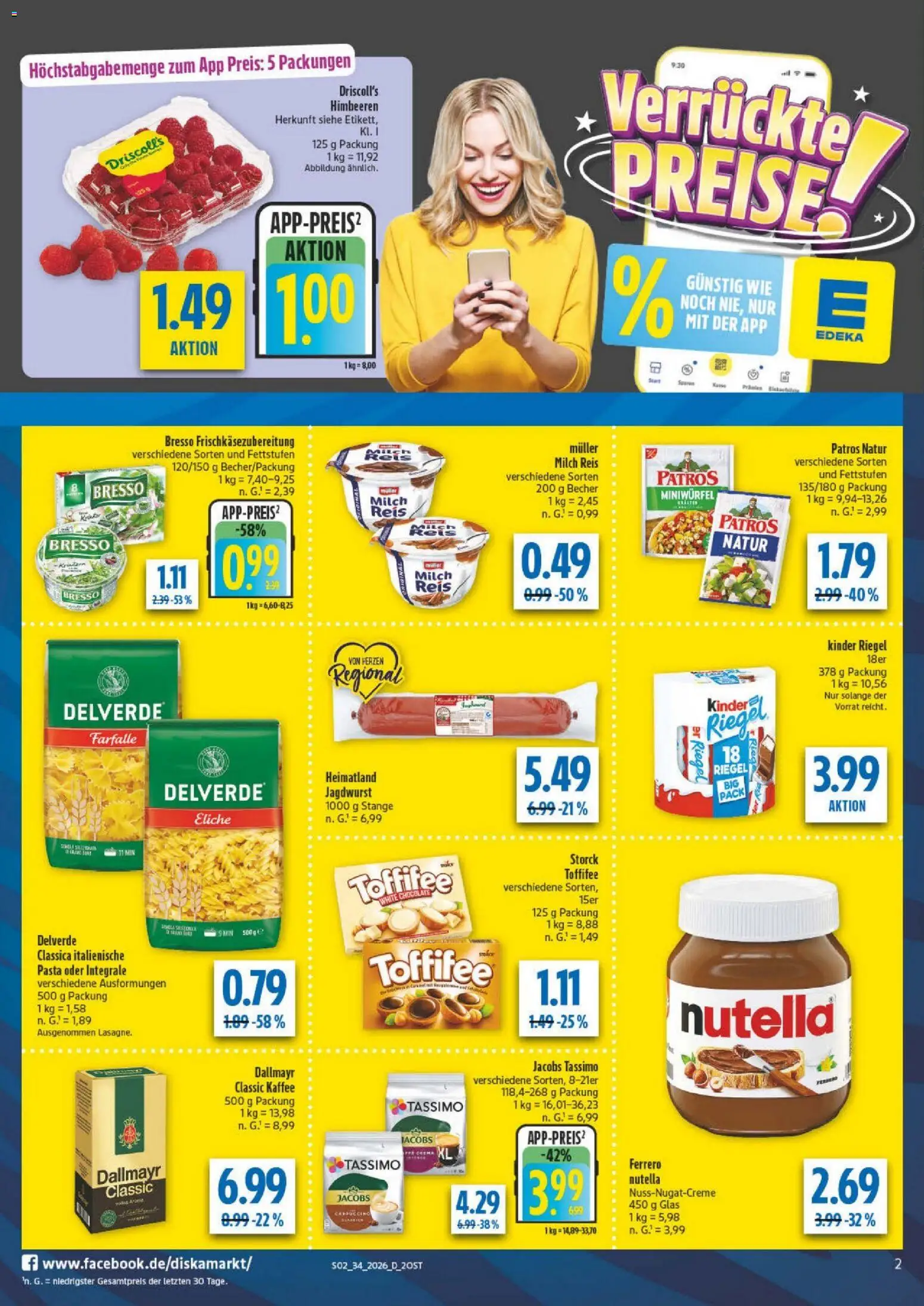 Diska - Diska Angebote Sachsen-Thüringen KW34 – gültig ab 17.08.2026 | Seite: 2 | Produkte: Himbeeren, Patros, Dallmayr, Tassimo