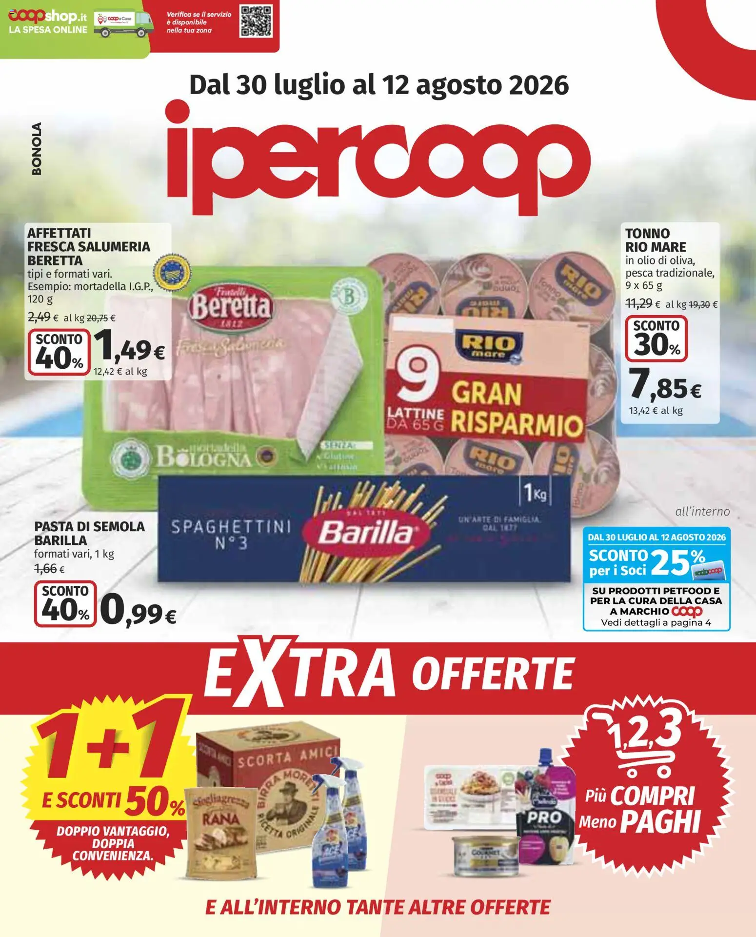 Volantino Ipercoop del 30/07/2026 | Pagina: 1 | Prodotti: Birra, Olio, Pesca, Tonno