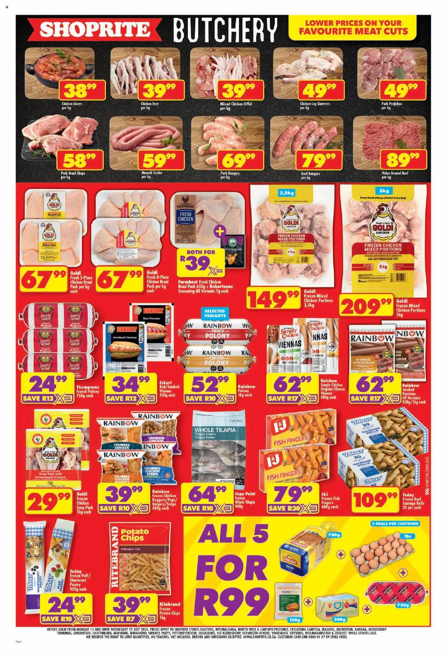 New Shoprite catalogue – valid from 13/07/2026 | Page: 2 | Products: Cheese, Beef, Chips, Soup