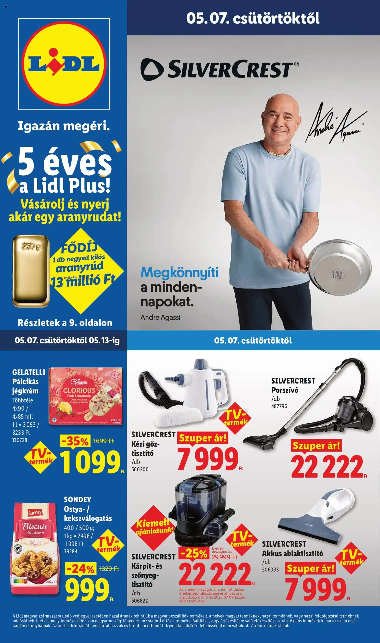 Lidl akciós ujság - amely érvényes a következő dátumtól: 07.05.2026 | Oldal: 1 | Termékek: Porszívó, Szőnyeg, Jégkrém, Pálcikás jégkrém