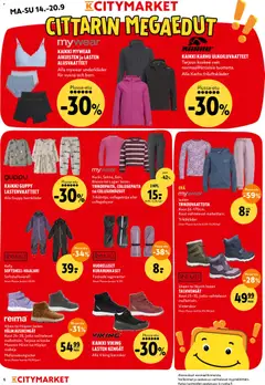 K-Citymarket-mainoslehti voimassa 14/09/2026 alkaen | Sivu: 6 | Tuotteet: Alusvaatteet, Talvikengät