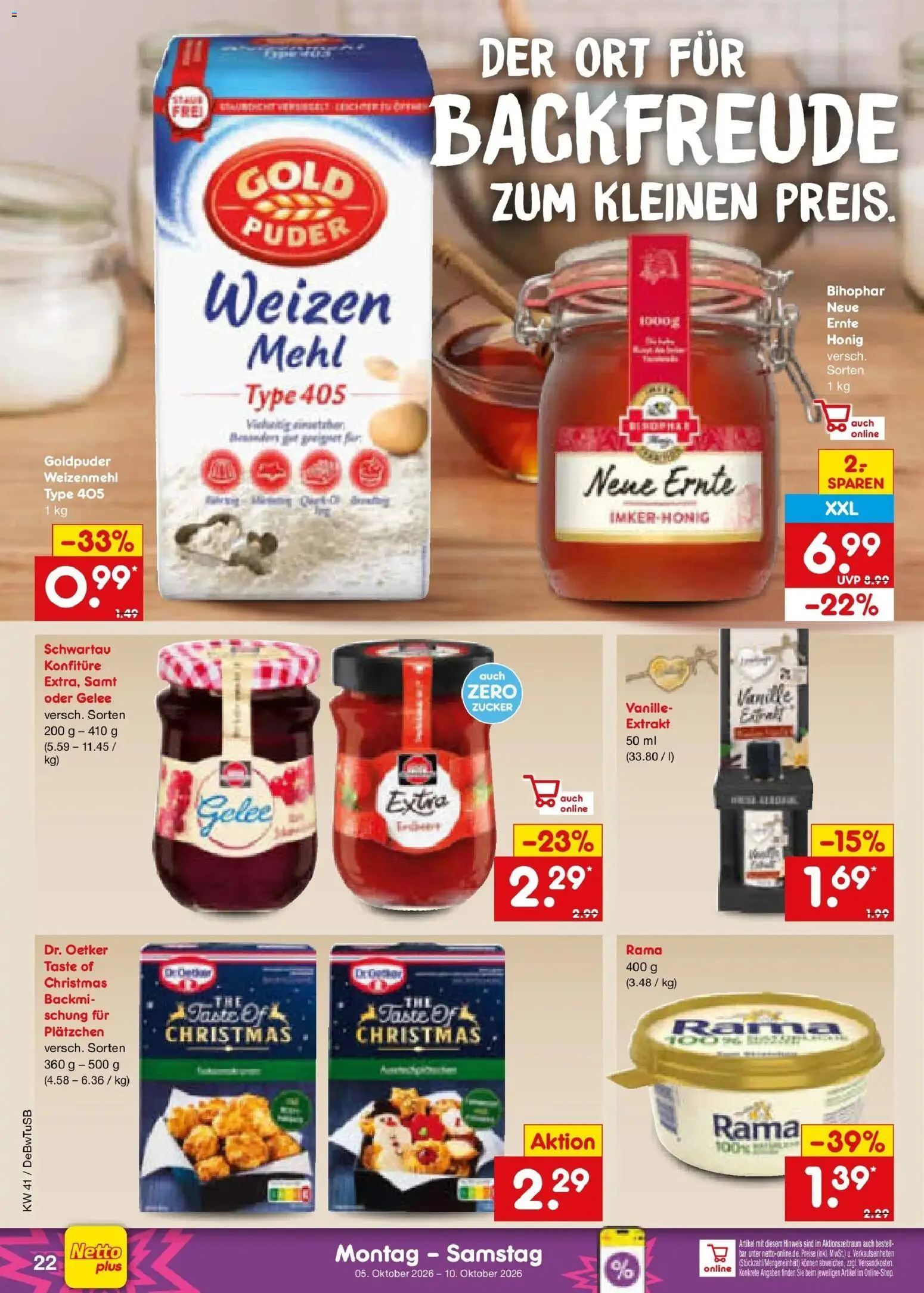 Netto Marken-Discount Prospekt Sindelfingen – gültig ab 05.10.2026 | Seite: 24 | Produkte: Rama, Puder, Vanille, Zucker