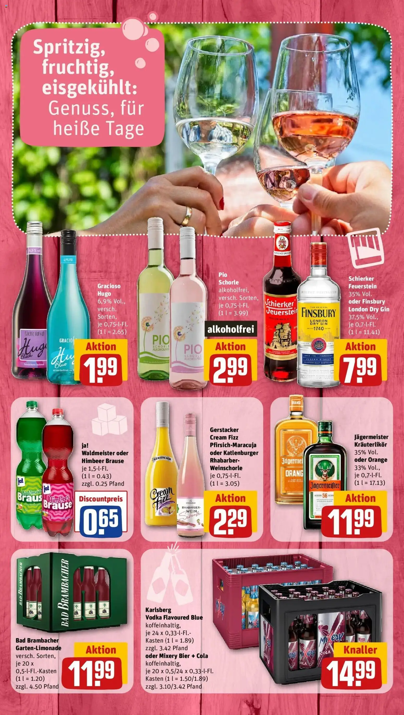 Rewe Prospekt Schneeberg – gültig ab 06.07.2026 | Seite: 8 | Produkte: Weinschorle, Jägermeister, Gin, Hugo