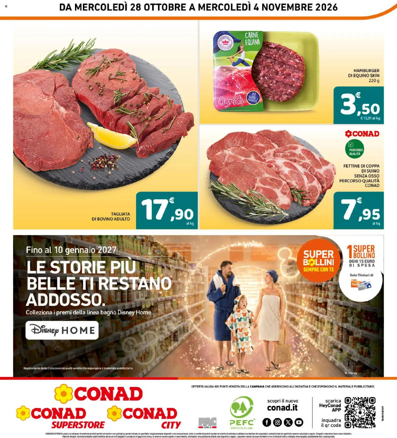 Volantino Conad del 28/10/2026 | Pagina: 8 | Prodotti: Bovino, Manzo, Hamburger, Bagno