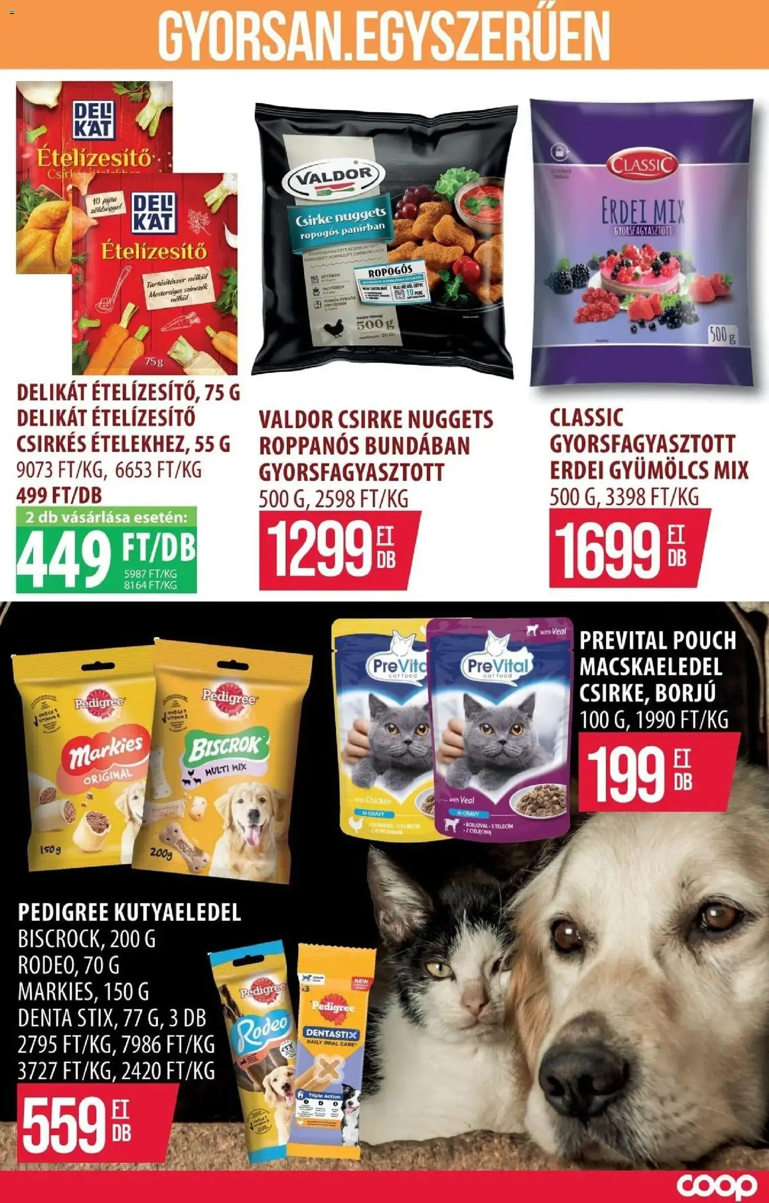COOP Szolnok akciós újság Monorierdő - 2026.10.08. -tól/töl > akció, lapozható szórólap 🛍️ | Oldal: 19 | Termékek: Gyümölcs, Macskaeledel, Kutyaeledel, Nuggets