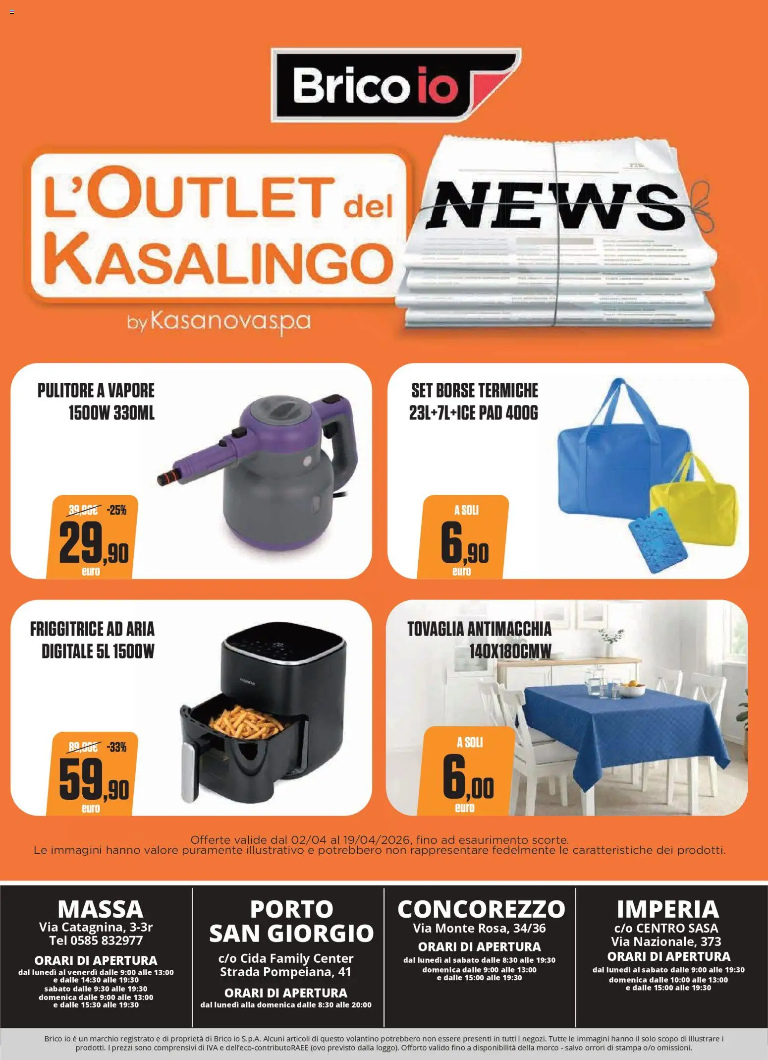 Volantino Brico io del 02.04.2026 | Pagina: 19 | Prodotti: Friggitrice ad aria, Stampa, Friggitrice, Tovaglia