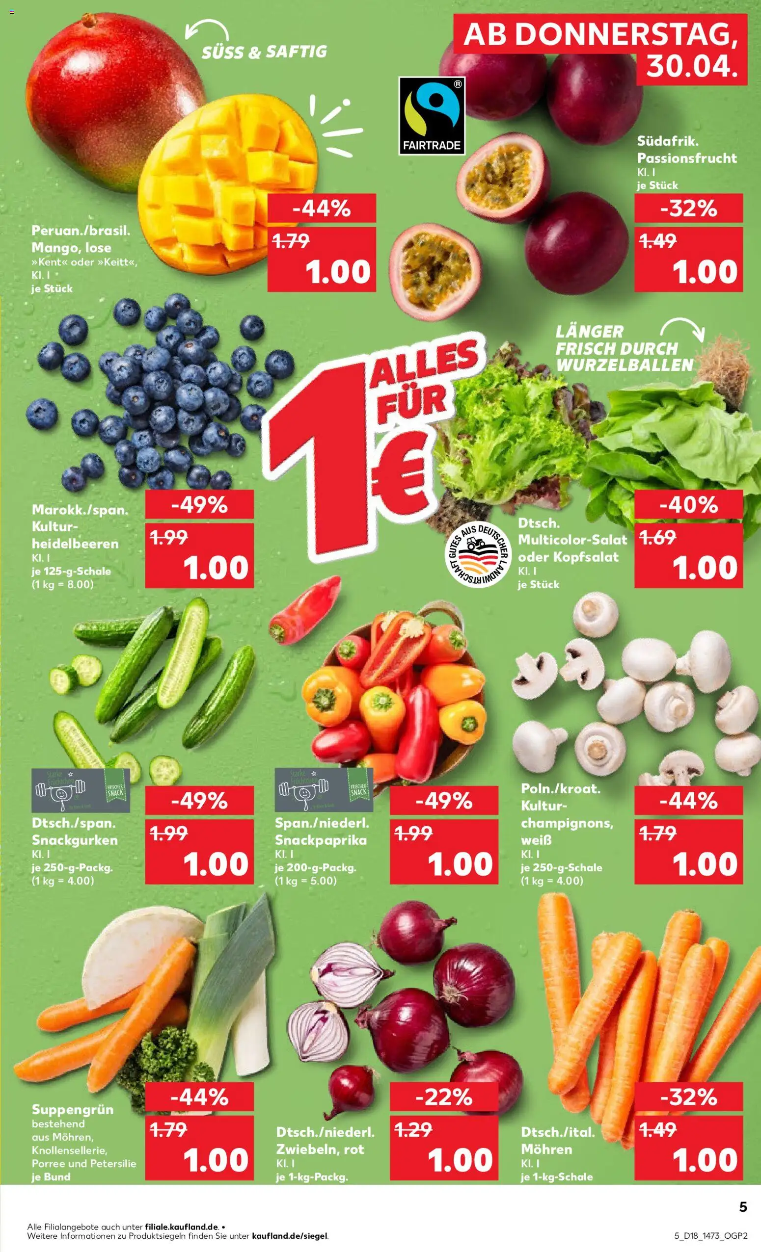Kaufland Prospekt Frankfurt (Oder)	 – gültig ab 30.04.2026 | Seite: 5 | Produkte: Mohren, Heidelbeeren, Mango, Petersilie