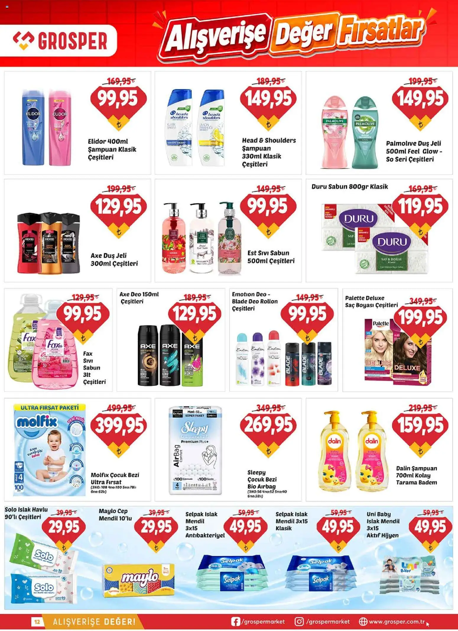 Grosper Katalog - 16 Eylül 2026 tarihinden itibaren geçerlidir | Sayfa: 12 | Ürünler: Mendil, Sabun, Duş jeli, Koku