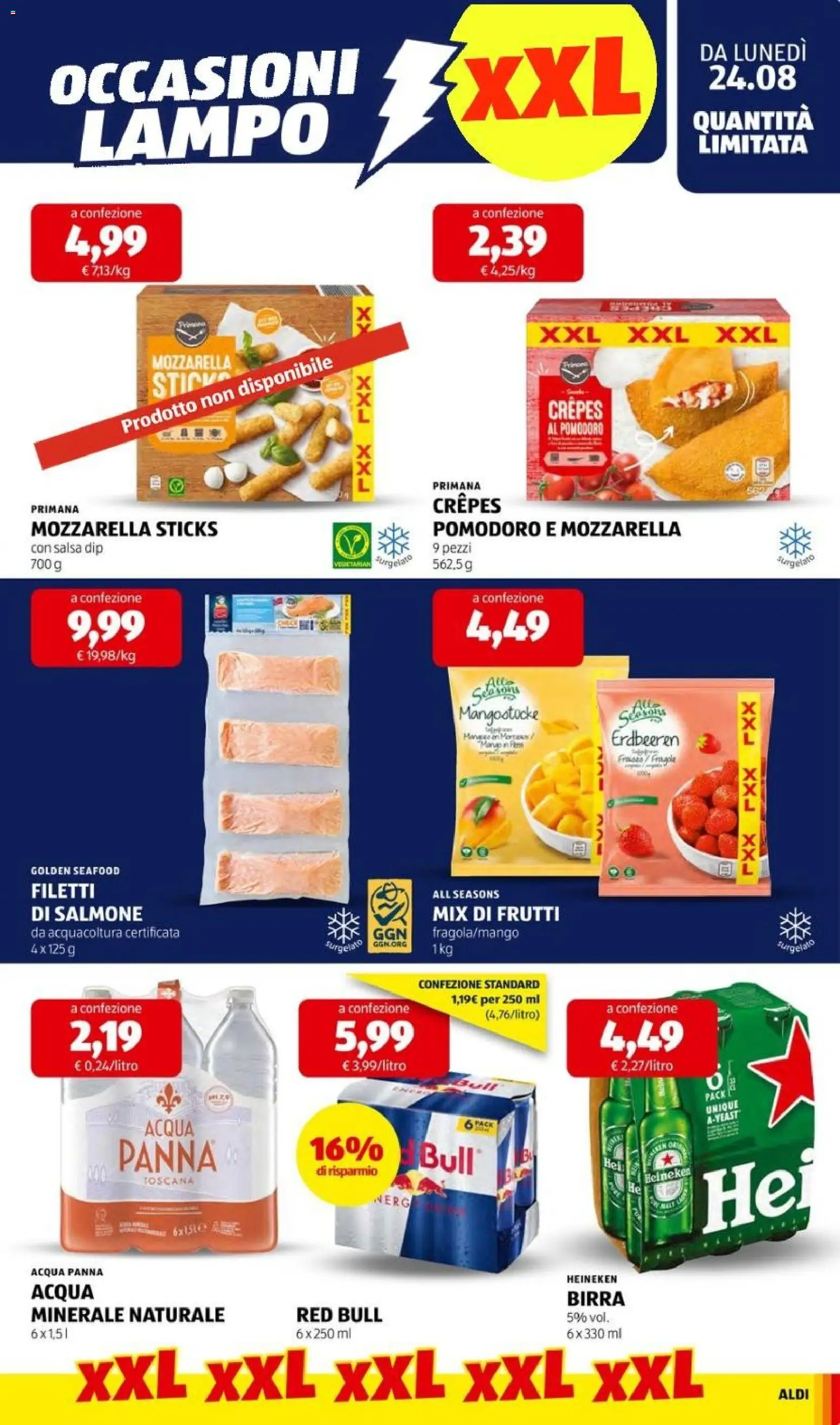 Volantino Aldi del 24/08/2026 | Pagina: 17 | Prodotti: Salmone, Panna, Salsa, Heineken
