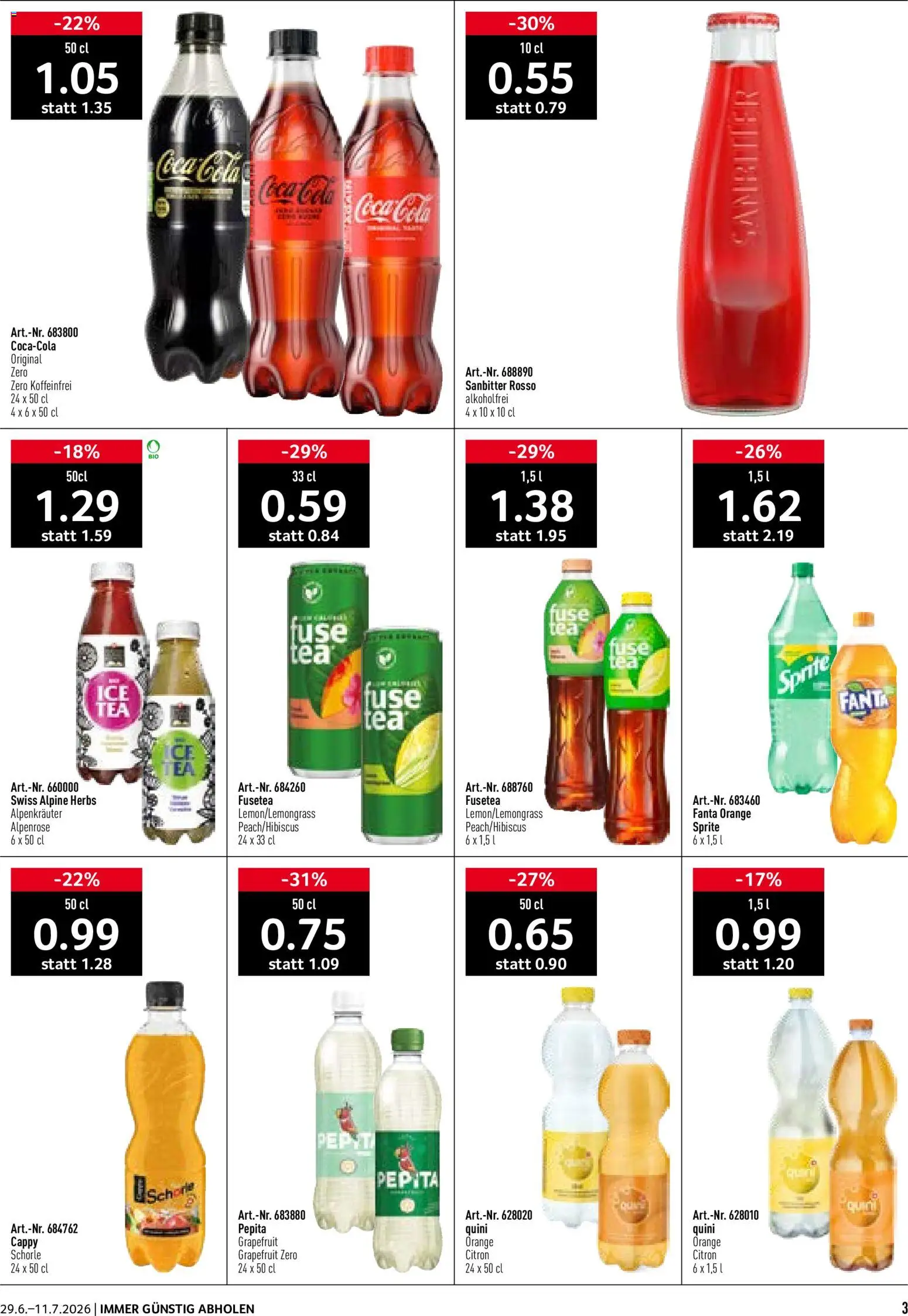 Prodega aktionen Getränkefestival – gültig ab 29.06.2026 | Seite: 3 | Produkte: Coca Cola, Fanta, Sprite, Grapefruit