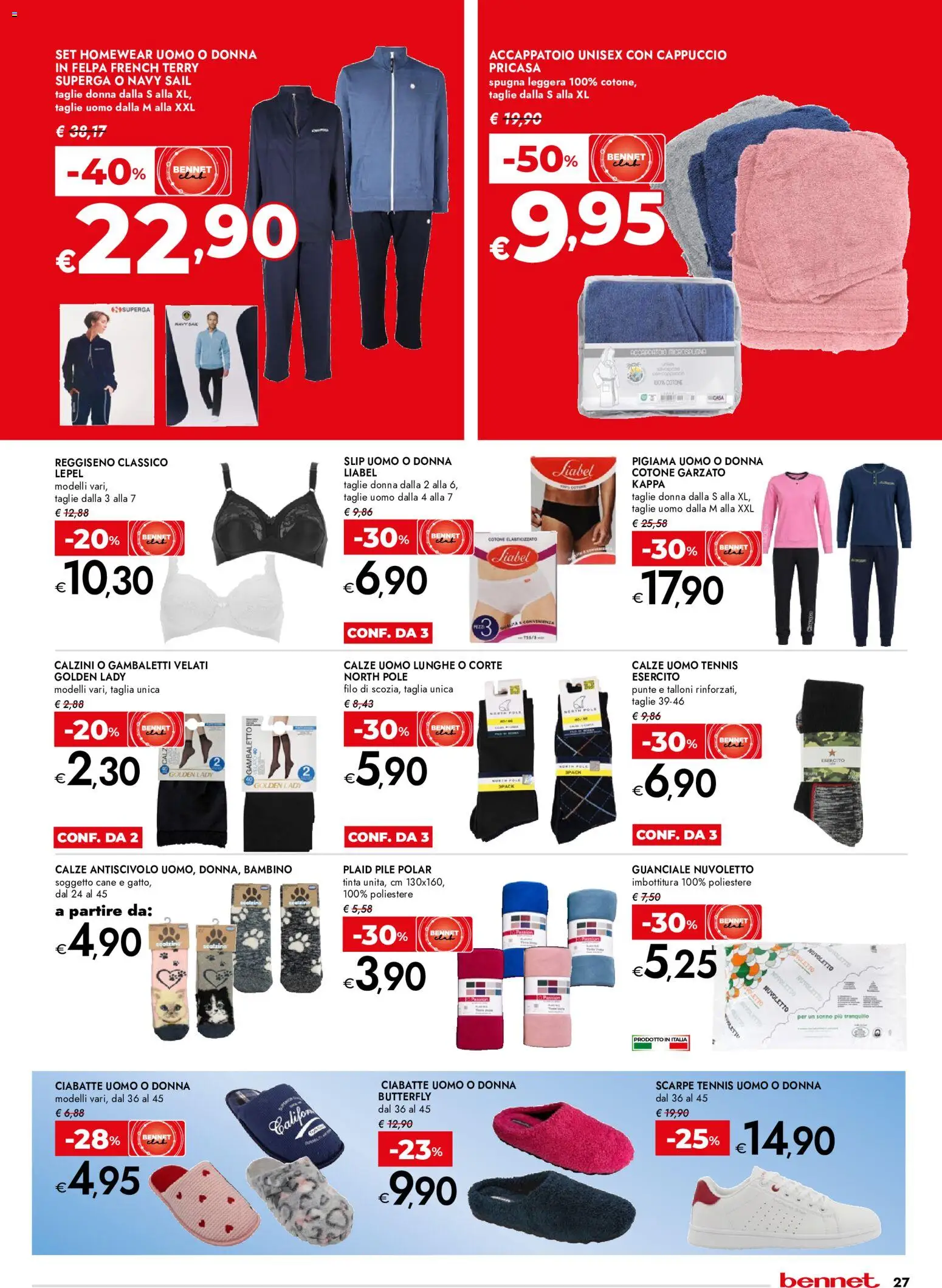 Volantino bennet del 10/09/2026 | Pagina: 27 | Prodotti: Plaid, Reggiseno, Accappatoio, Slip