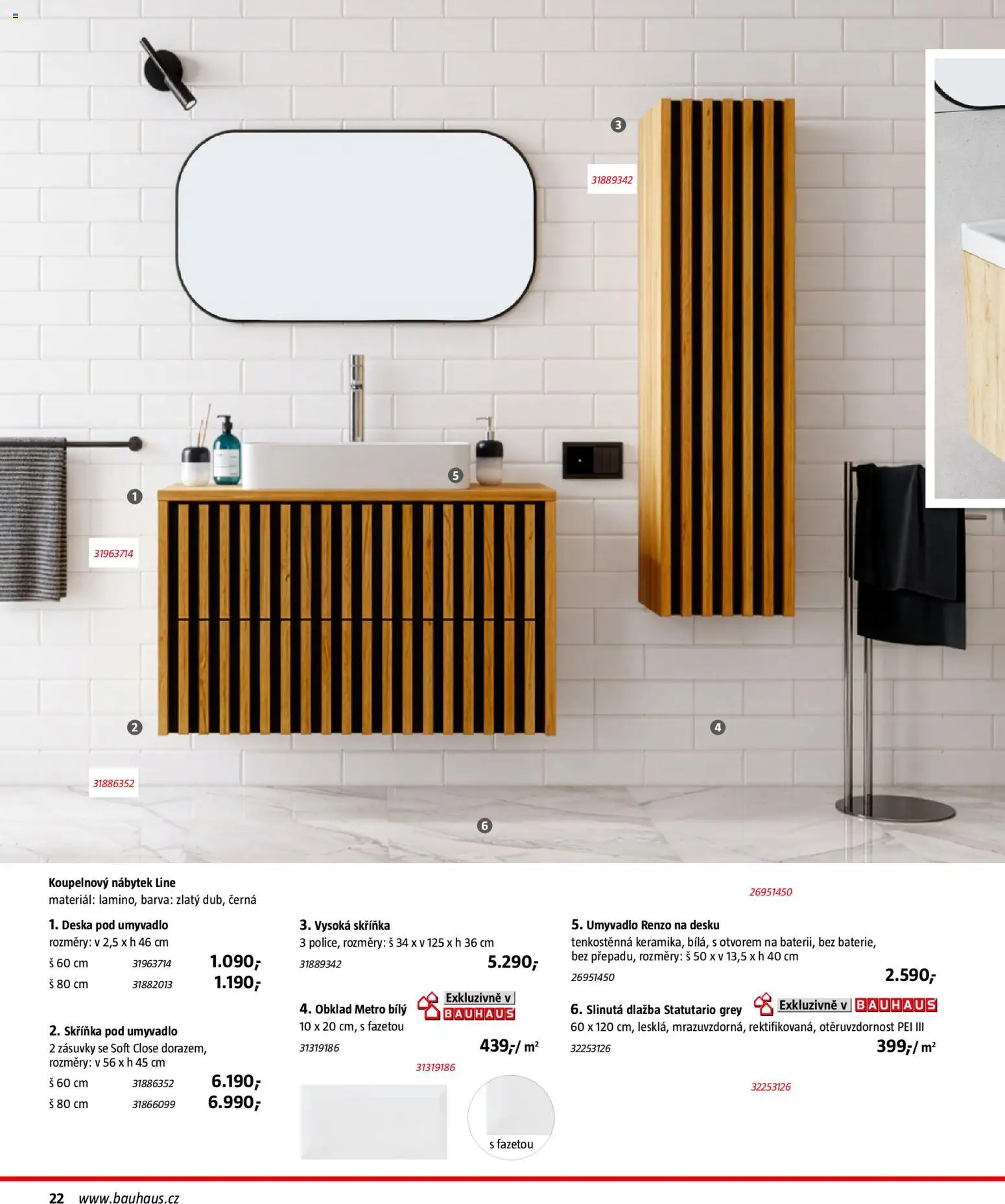 Katalog Sanita od 29.09.2026 | Strana: 22 | Produkty: Dlažba, Koupelnový nábytek, Nábytek, Skříňka