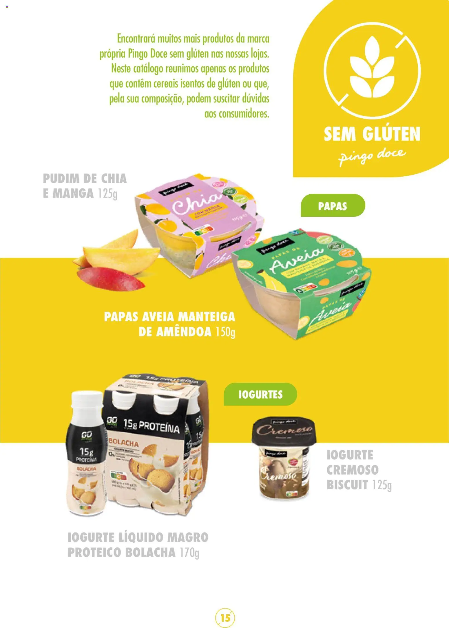 Pingo Doce Sem Glúten │ válido de 16/05/2024 | Página: 15 | Produtos: Aveia, Pudim, Cereais, Proteina