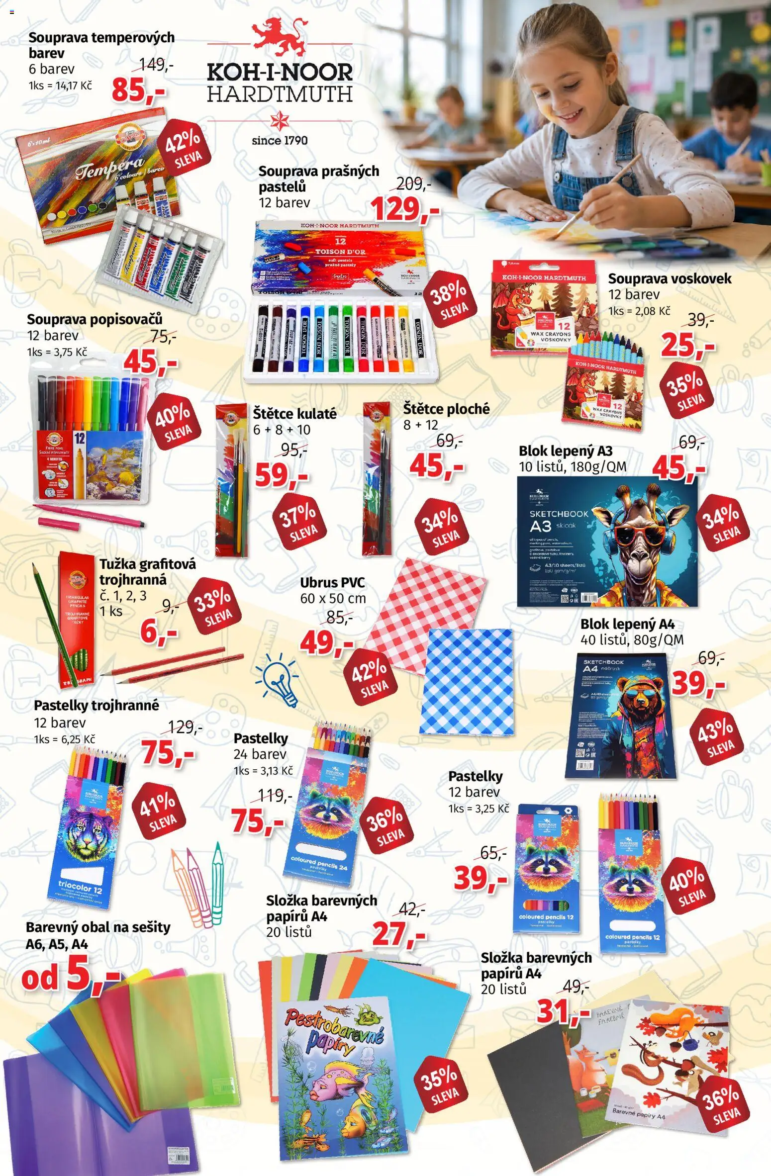 Prior - Akční Nabídka Školních Potřeb od 11.08.2026 | Strana: 2 | Produkty: Pastelky, Blok, Skicák, Ubrus