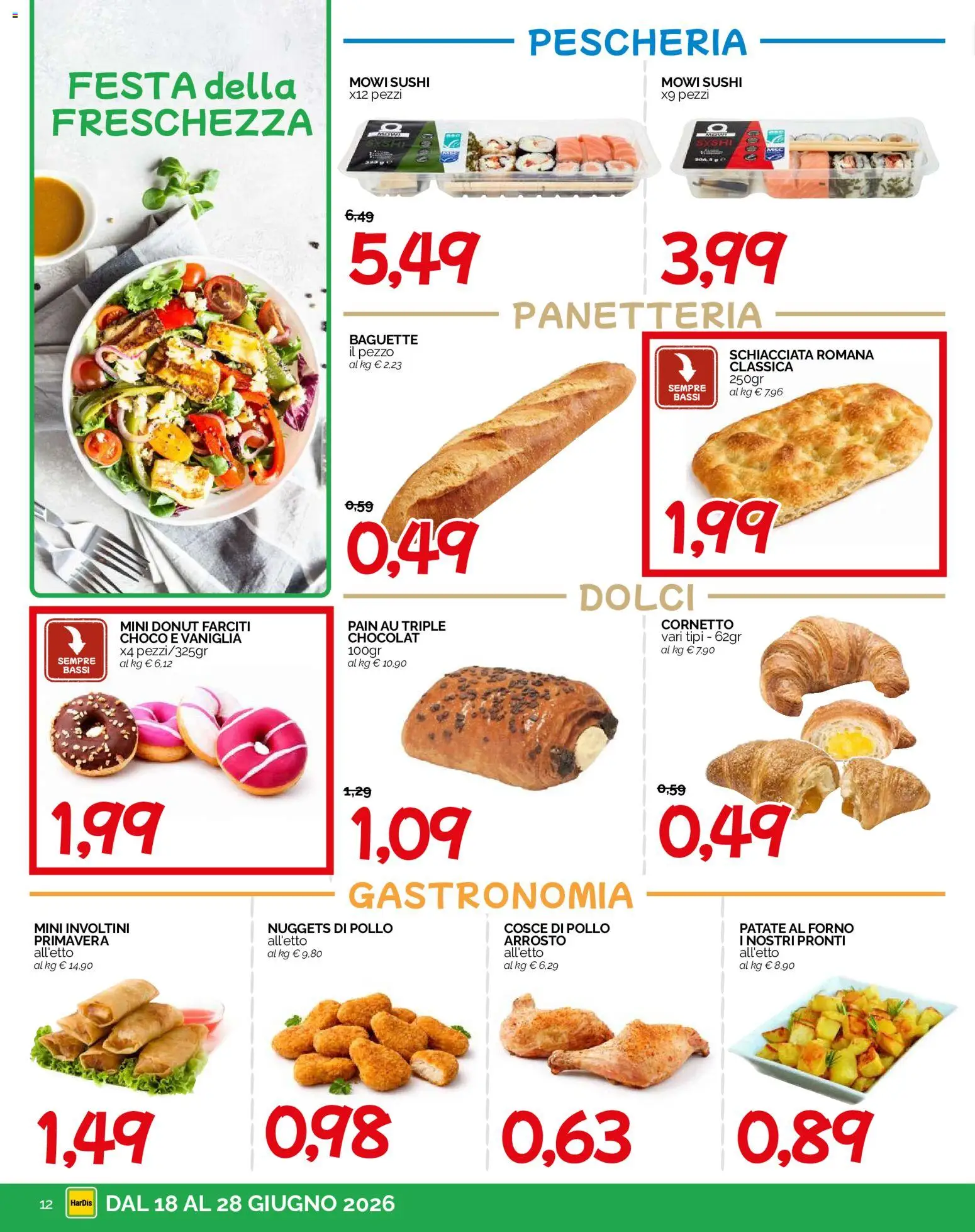 Volantino HarDis del 18.06.2026 | Pagina: 12 | Prodotti: Arrosto, Cornetto, Nuggets, Forno