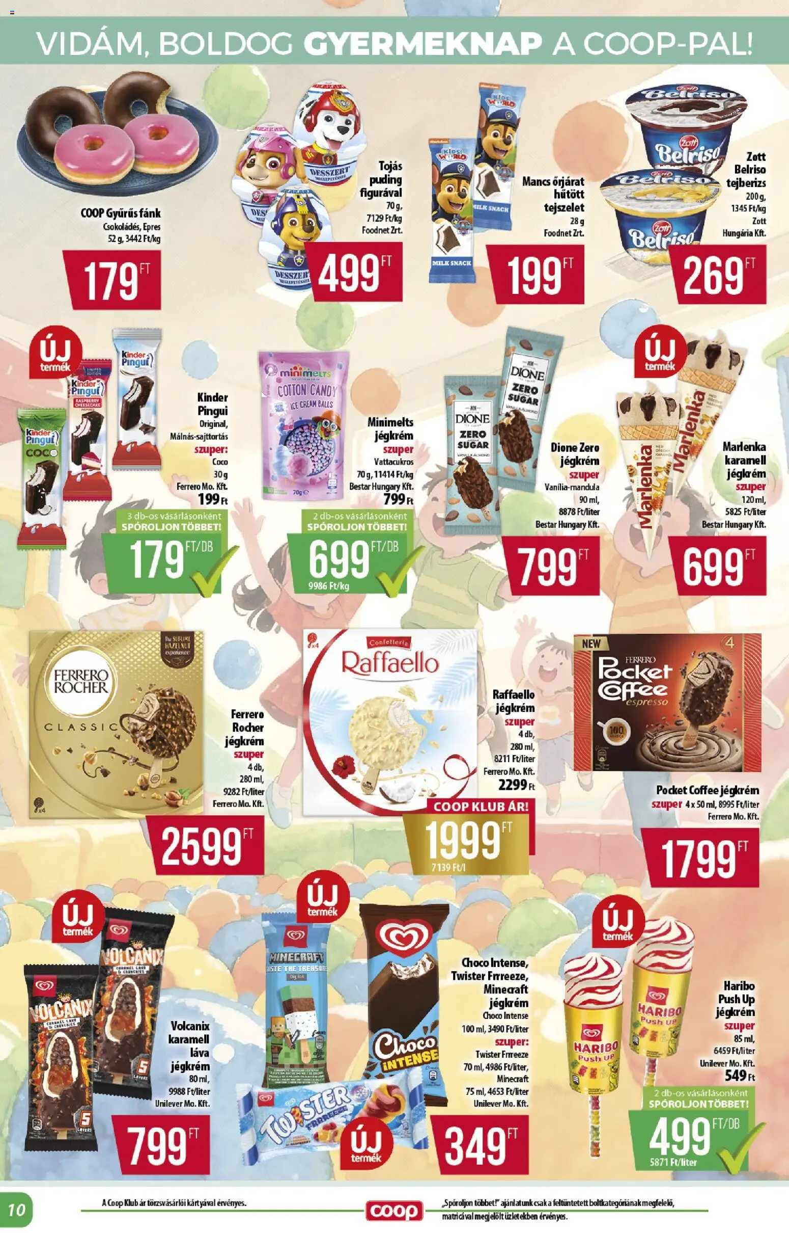 COOP akciós ujság - amely érvényes a következő dátumtól: 28.05.2026 | Oldal: 10 | Termékek: Raffaello, Ferrero rocher, Tejszelet, Tojás