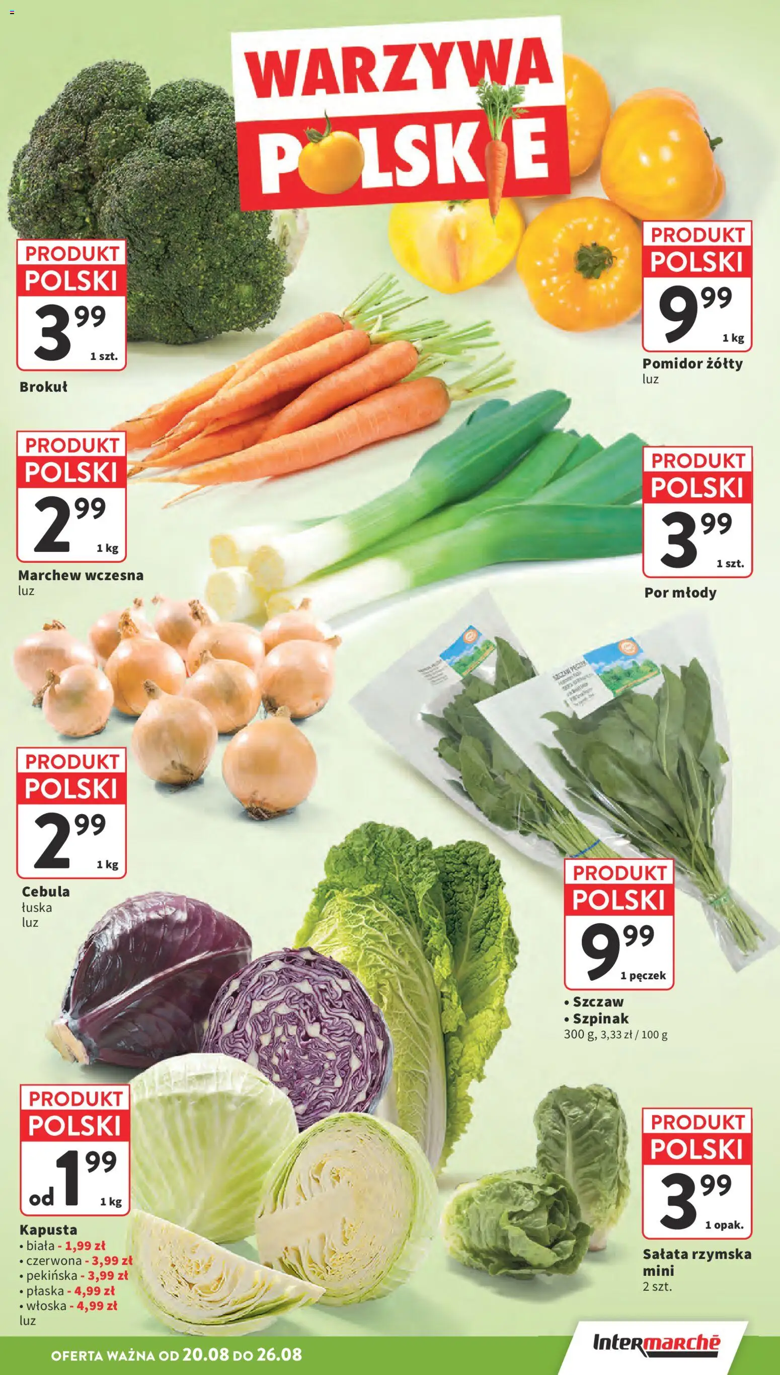 Intermarche gazetka od 20.08.2026 | Strona: 15 | Produkty: Pomidor, Por, Szpinak, Marchew