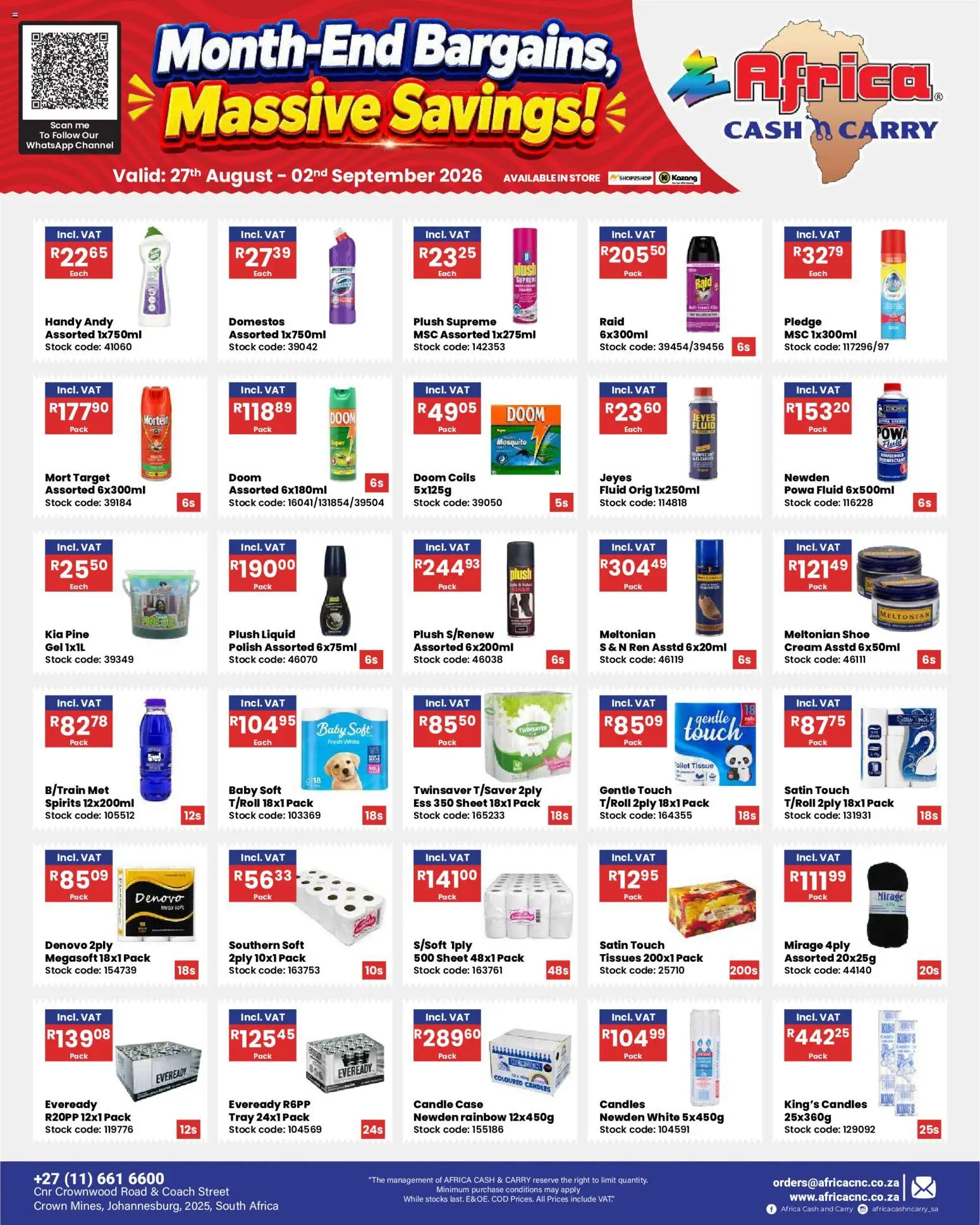 New Africa Cash & Carry catalogue – valid from 27/08/2026 | Page: 19 | Products: Case, Toilet, Stock, Tissues