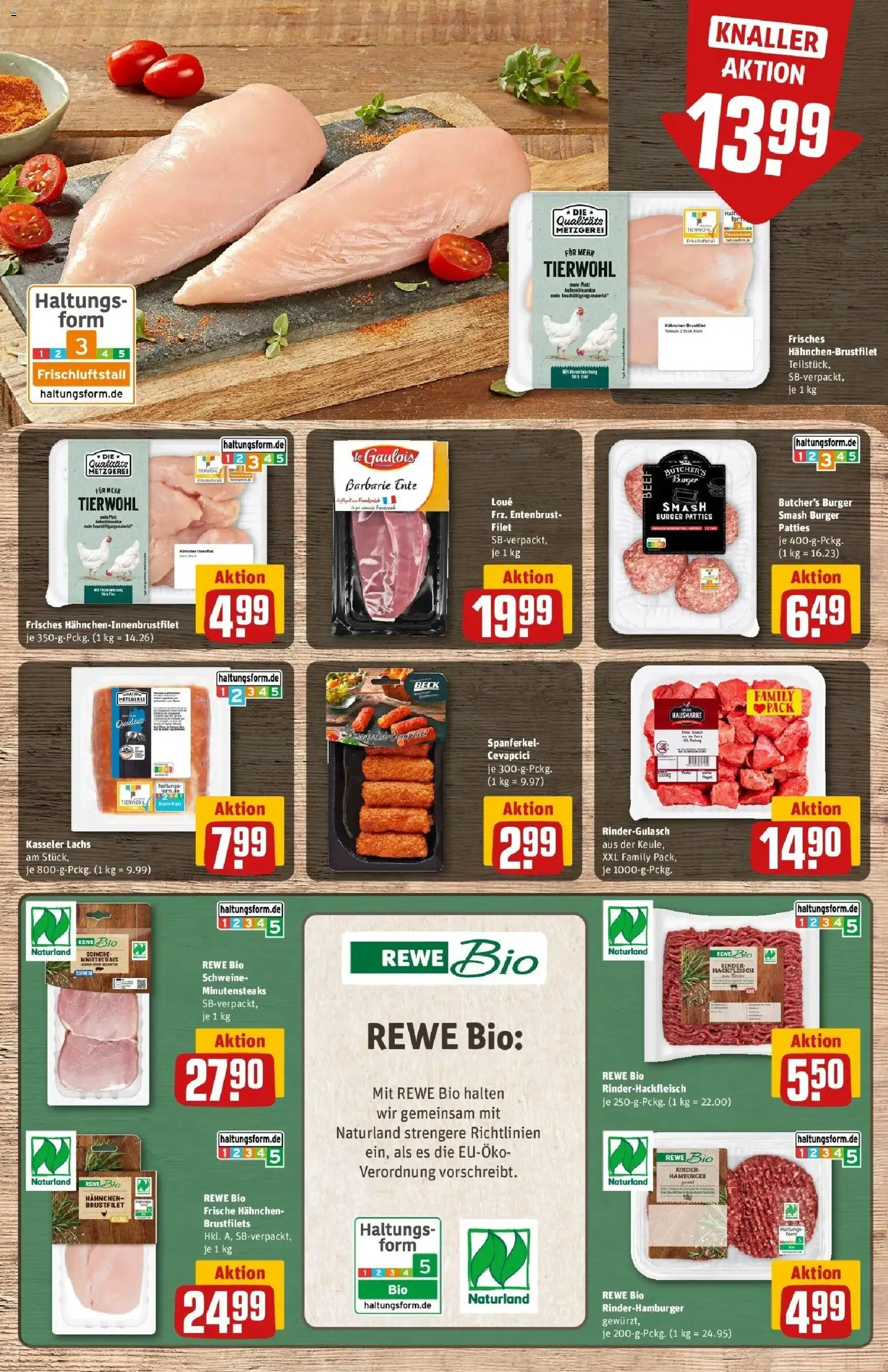 REWE Prospekt ab 12.10.2026 zum Blättern » Angebote | Seite: 7 | Produkte: Rindergulasch, Hahnchen, Cevapcici, Lachs