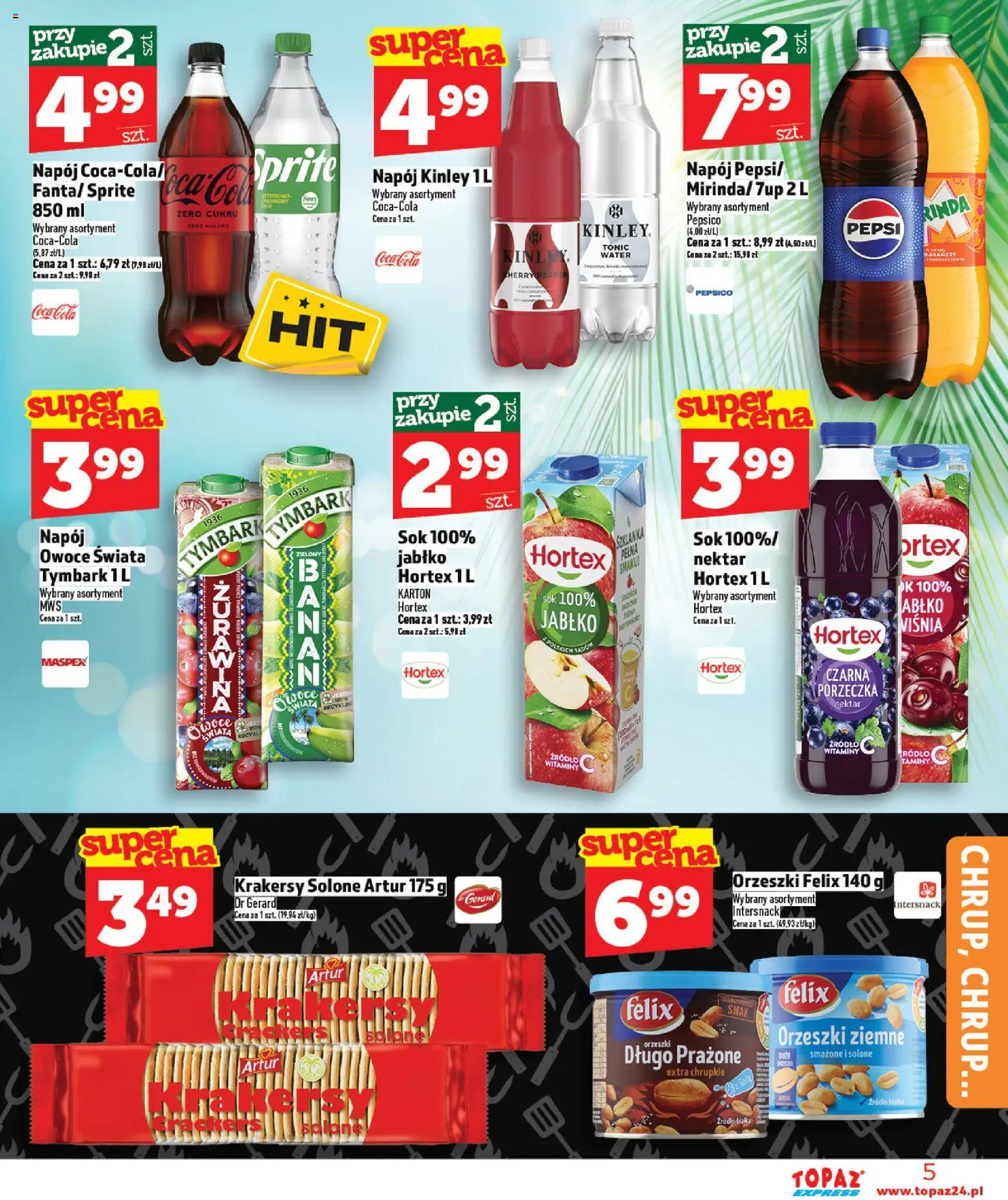 Topaz gazetka - Express od 14.05.2026 | Strona: 5 | Produkty: Szklanka, Pepsi, Sprite, Krakersy