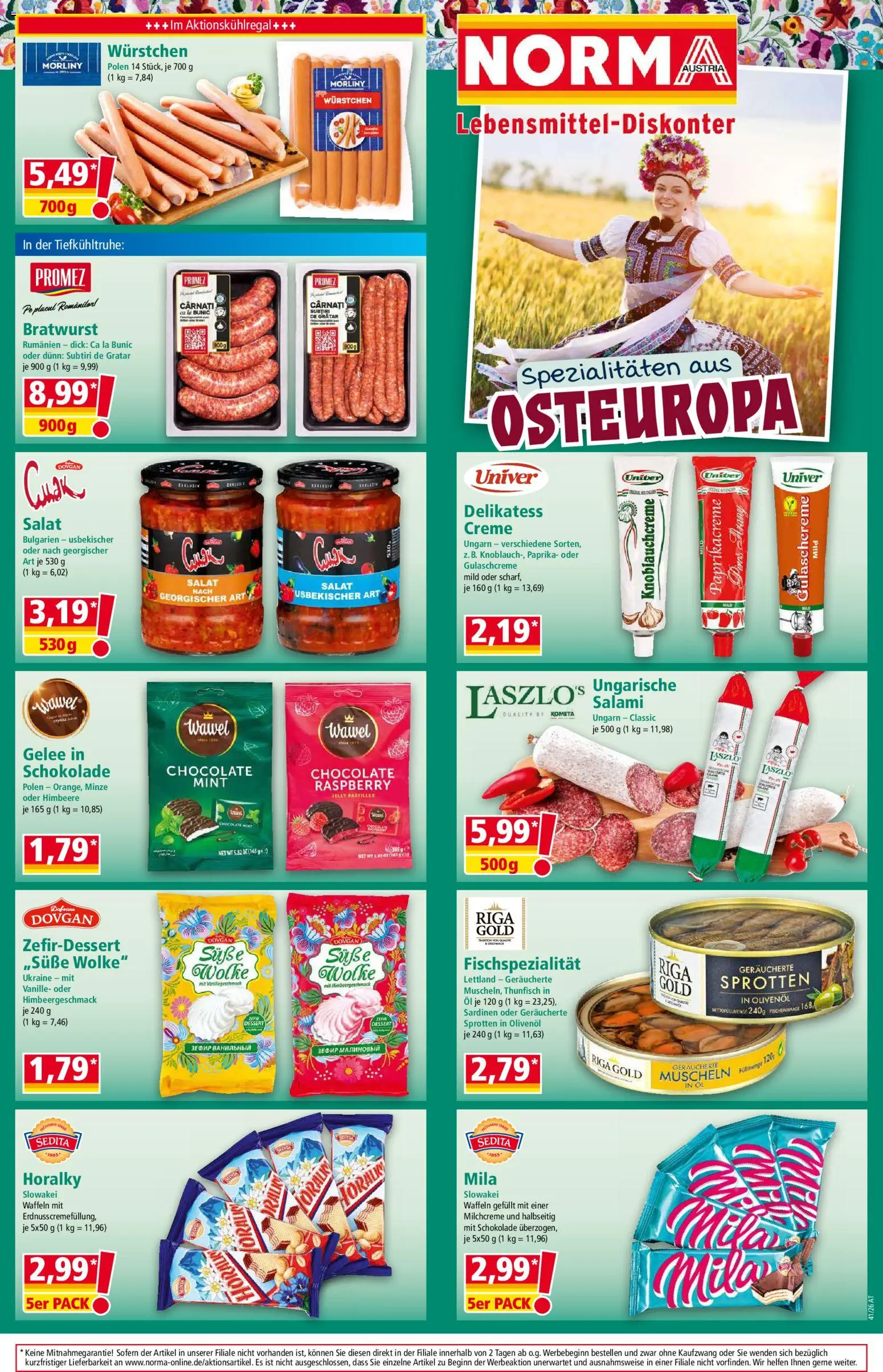 Norma Flugblatt gültig ab 05.10.2026 | Seite: 15 | Produkte: Himbeere, Creme, Schokolade, Salami