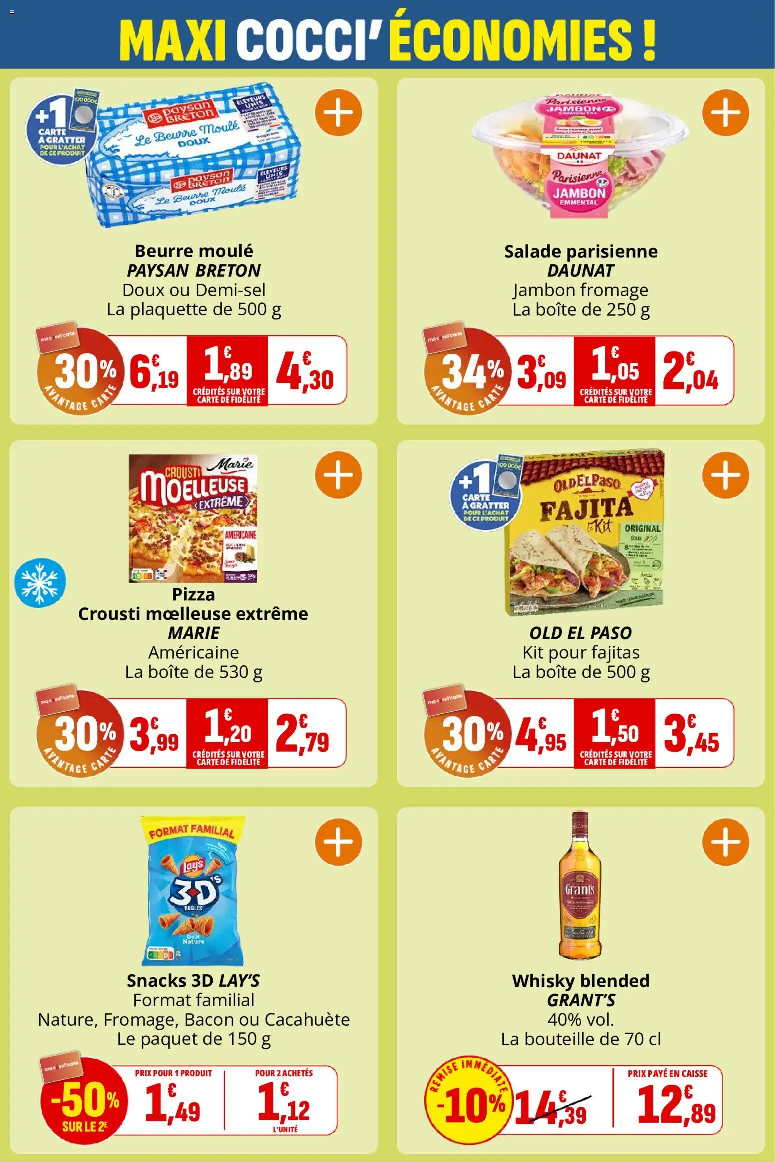 {H1} | Page: 4 | Produits: Salade, Snacks, Emmental, Pizza