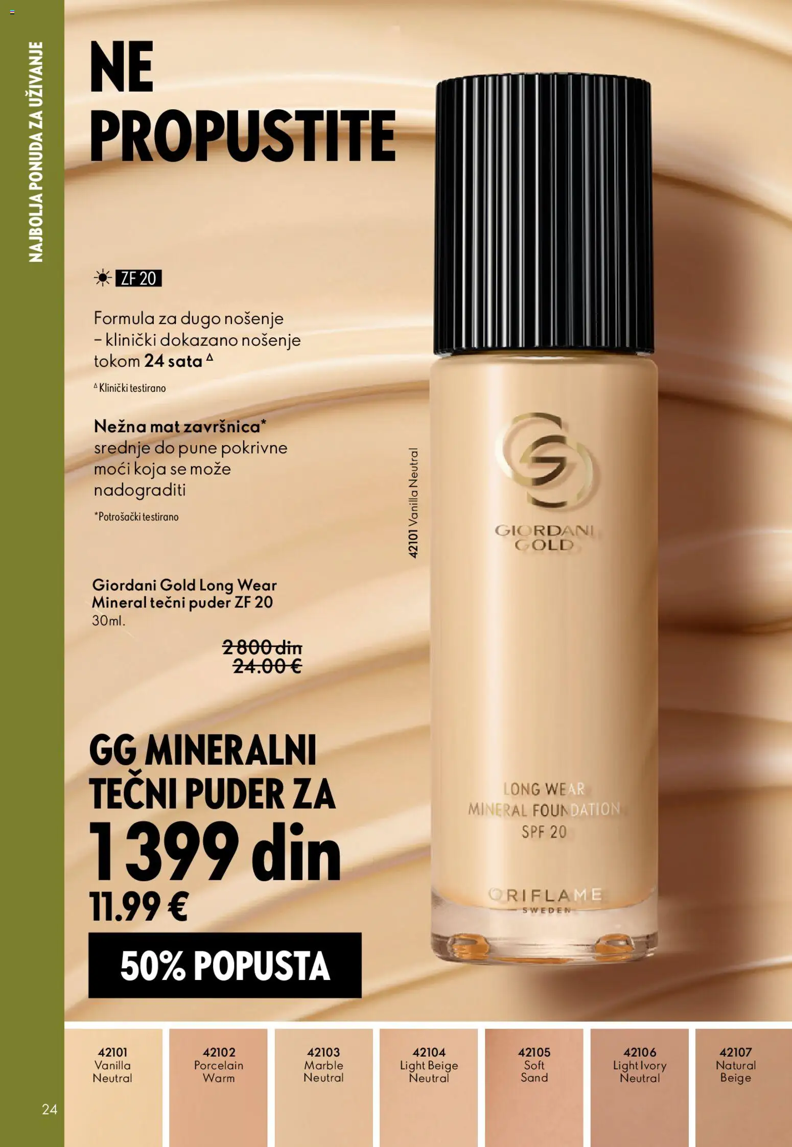 Oriflame katalog - važi od 01.04.2026 | Strana: 24 | Proizvode: Tečni puder, Puder