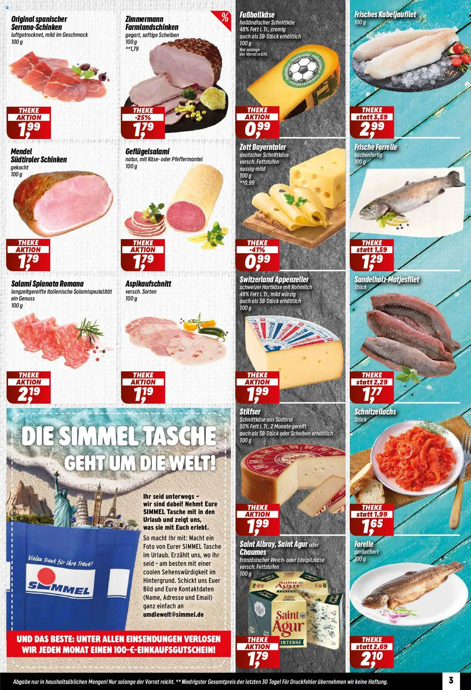 Simmel Prospekt – gültig ab 08.06.2026 | Seite: 3 | Produkte: Käse, Theke, Salami, Schinken