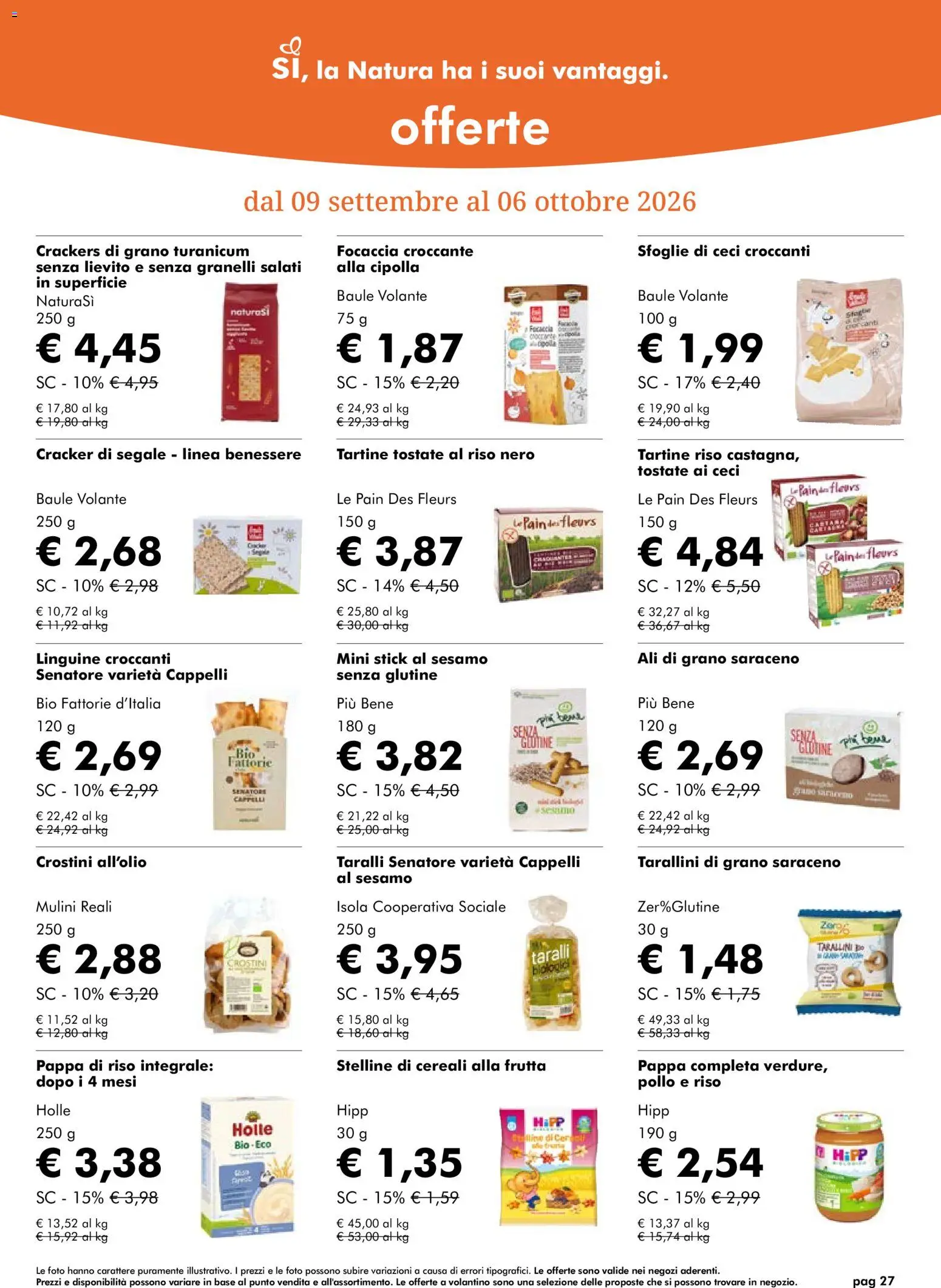 Volantino Natura Sì del 09/09/2026 | Pagina: 27 | Prodotti: Senza glutine, Linguine, Crackers, Sesamo