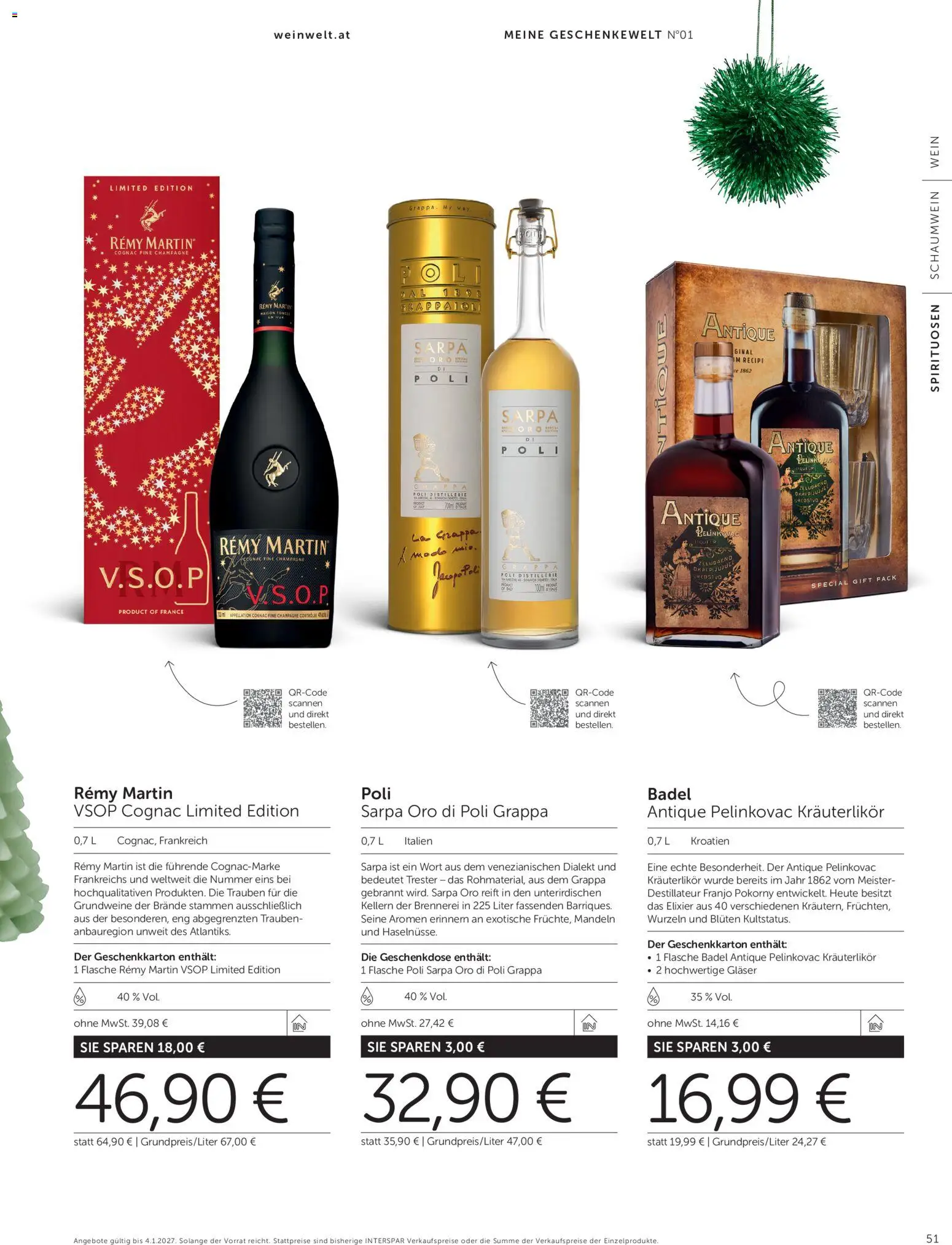 Interspar GESCHENKE WELT gültig ab 13.10.2026 | Seite: 51 | Produkte: Kräuterlikör, Wein