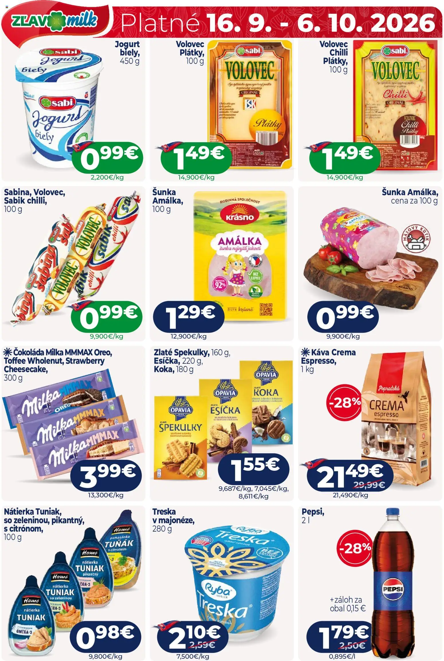 Nové Milk Agro akcie – leták je platný od 16.09.2026 | Strana: 16 | Produkty: Nátierka, Ryba, Oreo, Milka
