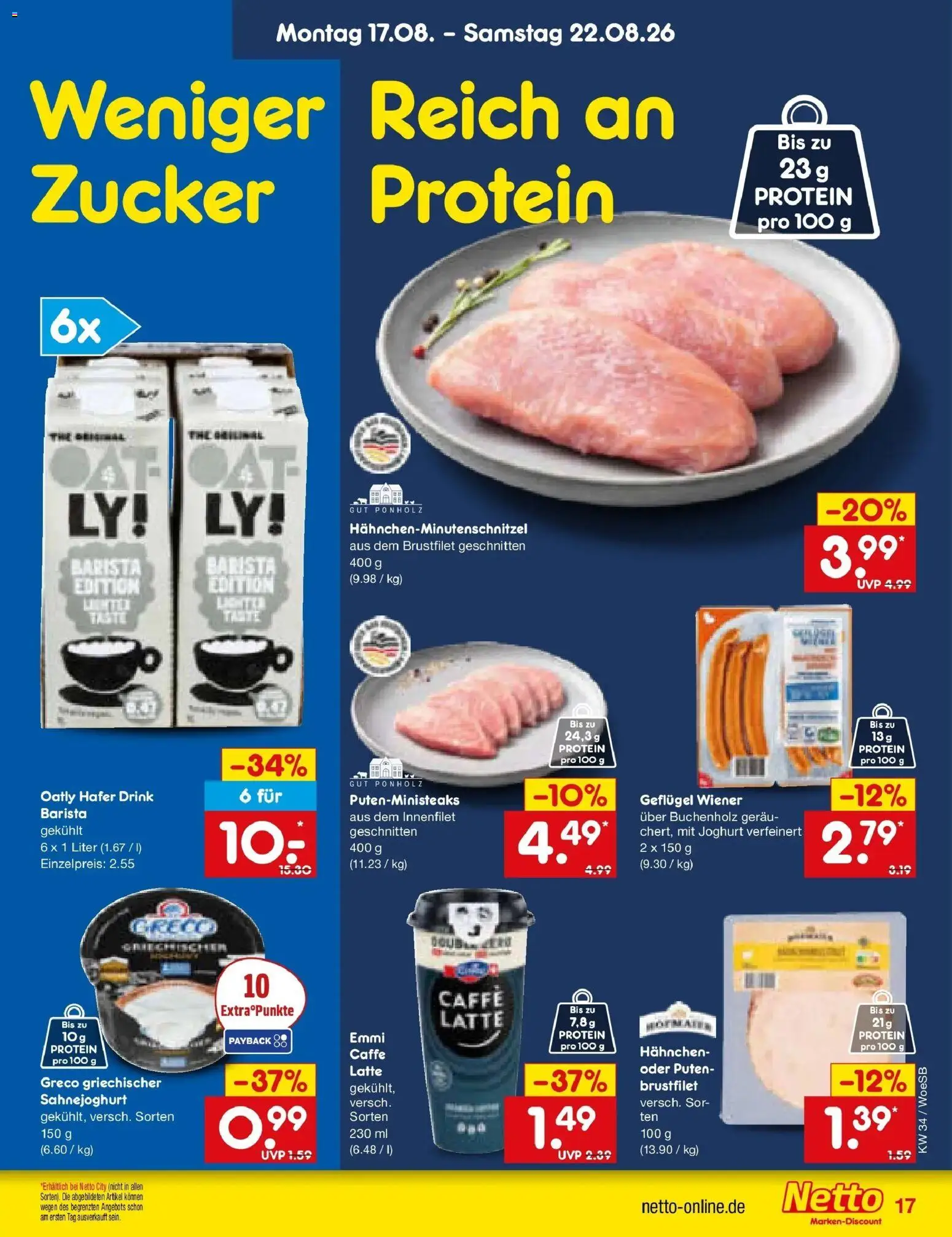 Netto Marken-Discount Prospekt Gemmingen – gültig ab 17.08.2026 | Seite: 23 | Produkte: Hahnchen, Joghurt, Zucker, Oatly