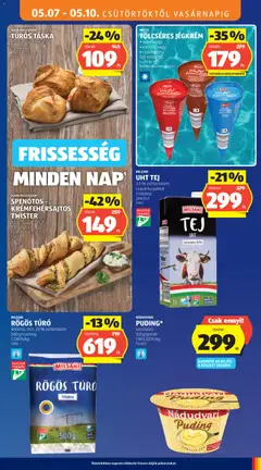 UHT TEJ, 3,5% zsírtartalom, csavarkupakkal, 1l/doboz - amely érvényes a következő dátumtól: 07.05.2026 | Oldal: 9 | Termékek: Túrós táska, Cottage cheese, Rögös túró, Túró