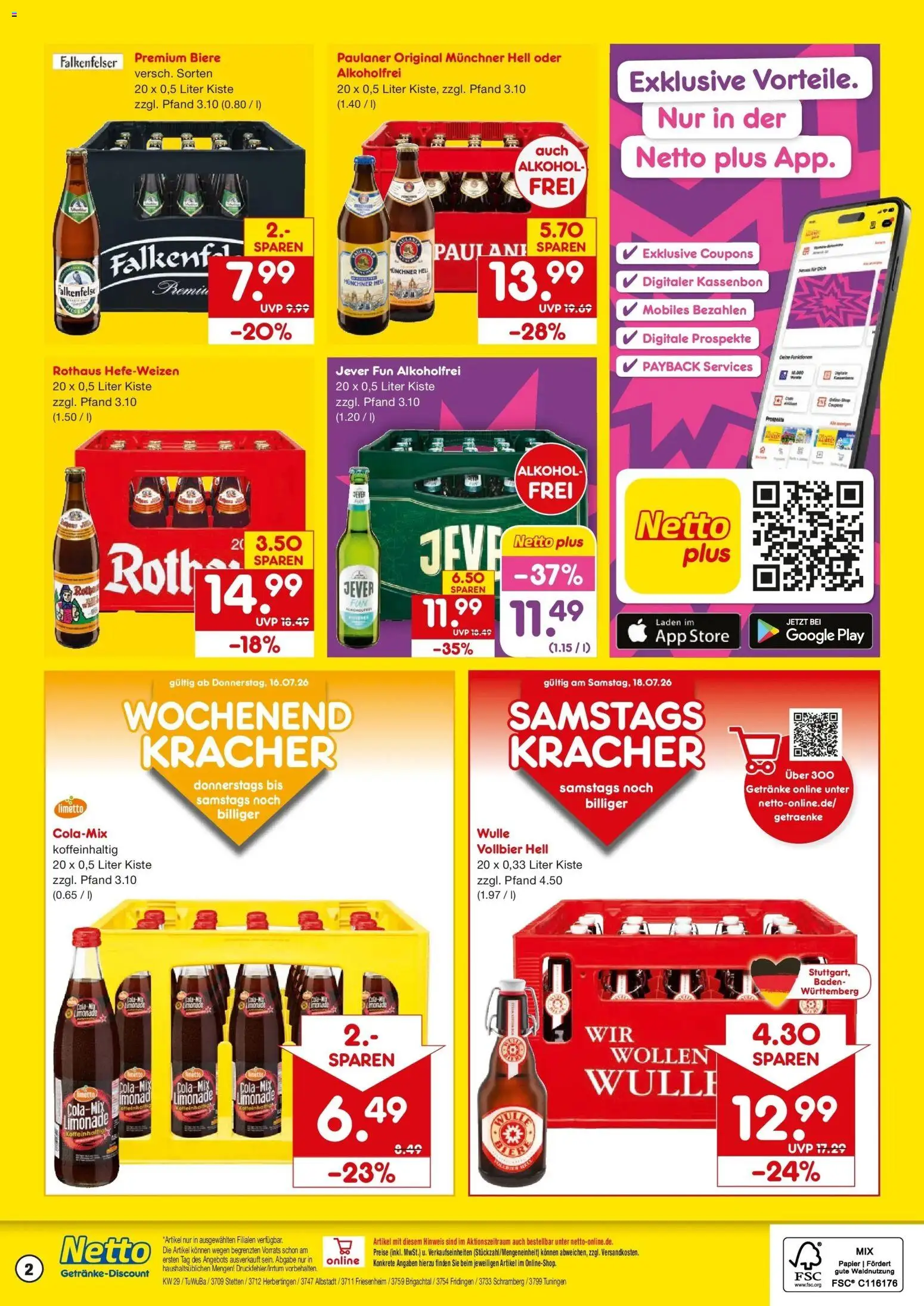 Netto Marken-Discount Prospekt Brigachtal – gültig ab 13.07.2026 | Seite: 2 | Produkte: Limonade, Jever, Paulaner