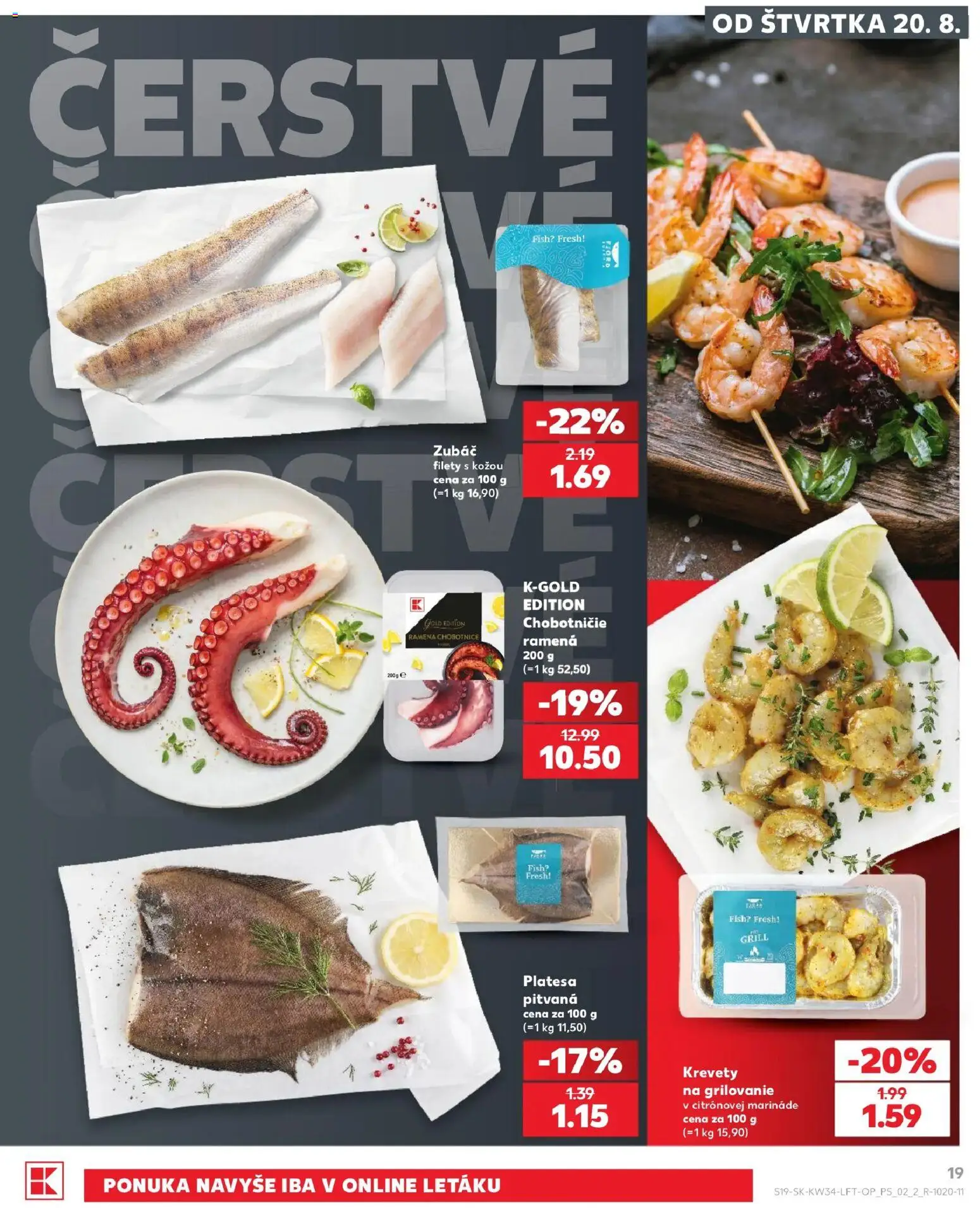 Nové Kaufland akcie – leták je platný od 20.08.2026 | Strana: 19 | Produkty: Krevety