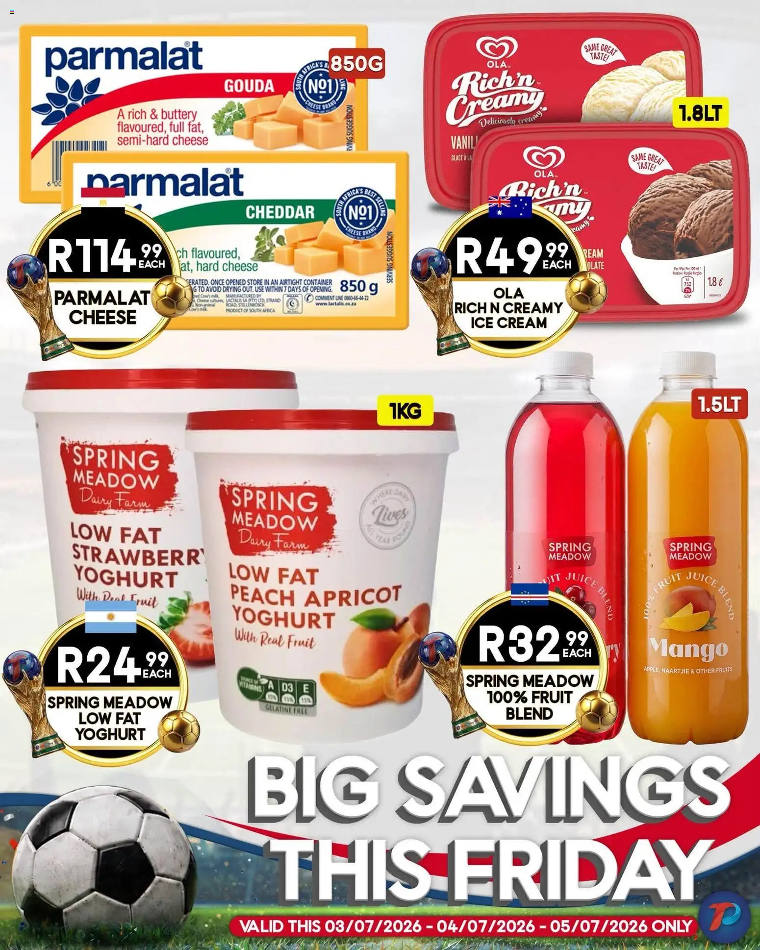 New Take n Pay catalogue – valid from 03/07/2026 | Page: 7 | Products: Cheese, Juice, Cream, Mango
