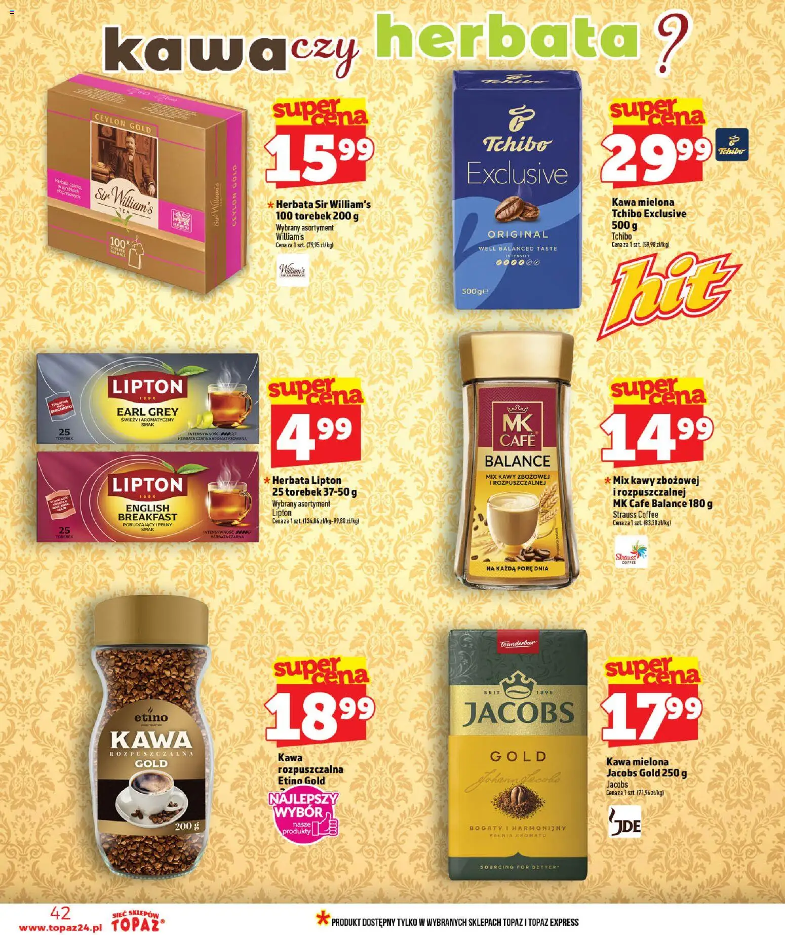 Topaz gazetka od 02.07.2026 | Strona: 42 | Produkty: Kawa rozpuszczalna, Tchibo exclusive, Herbata lipton, Kawa