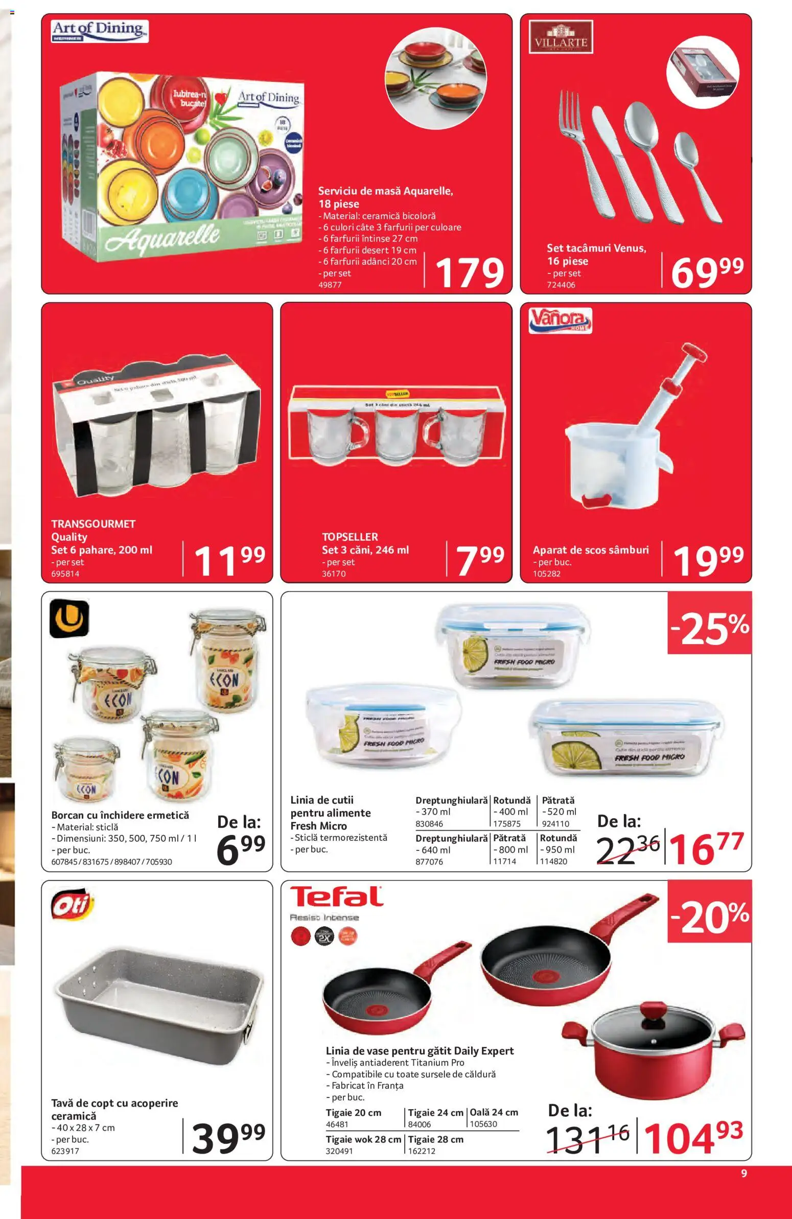 Noul catalog Selgros – valabil de la 12.06.2026 | Pagină: 9 | Produse: Tavă de copt, Tigaie, Masă, Borcan