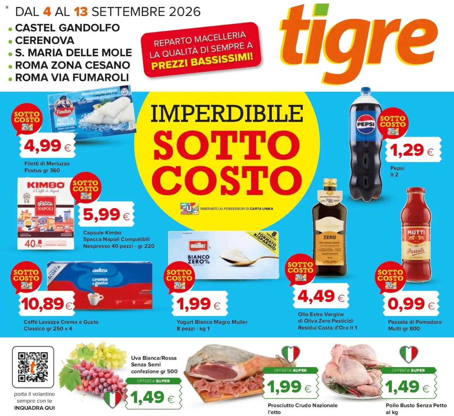 Volantino Tigre del 04/09/2026 | Pagina: 1 | Prodotti: Crema, Pollo, Pomodoro, Olio