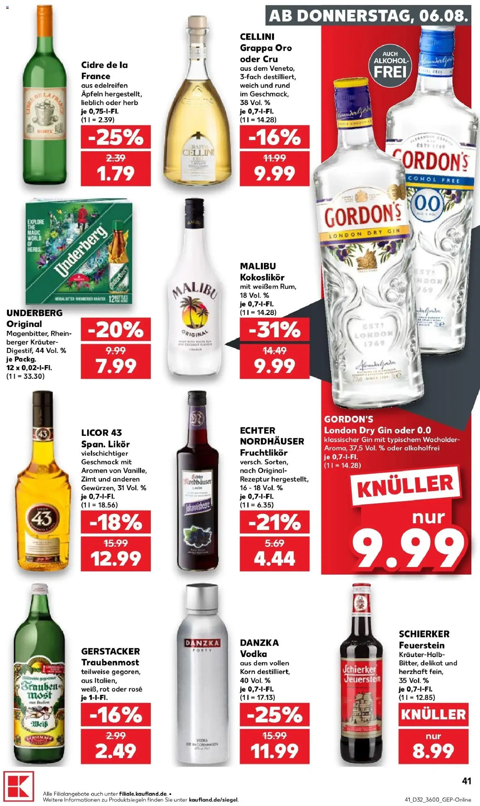 Prospekt Kaufland ab 06.08.2026 » Angebote Online zum Blättern | Seite: 41 | Produkte: Likör, Alkohol, Vodka, Underberg