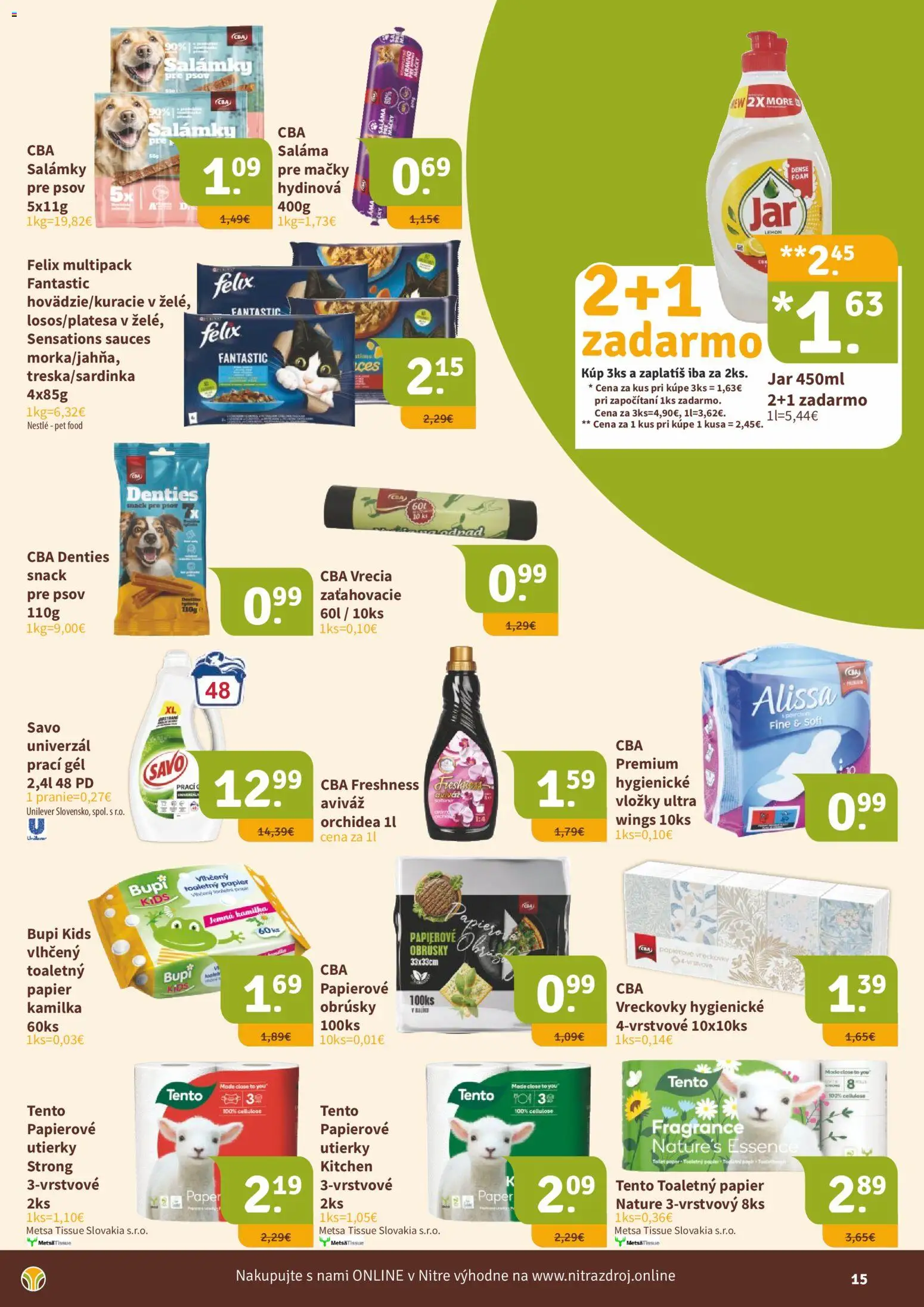Nové Nitrazdroj akcie – leták je platný od 18.09.2026 | Strana: 15 | Produkty: Prací gél, Toaletný papier, Vreckovky, Utierky