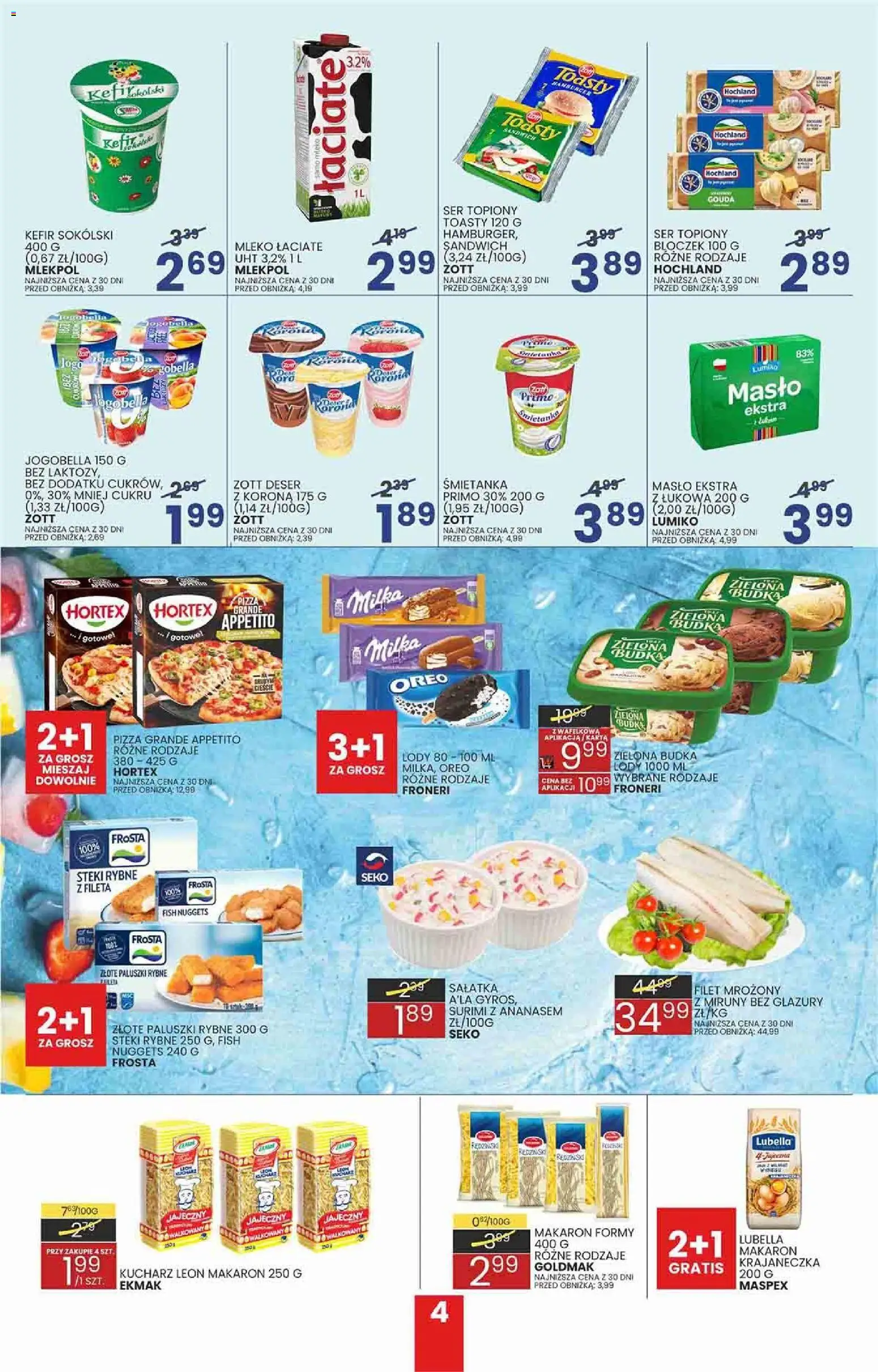 Wafelek gazetka od 16.06.2026 | Strona: 4 | Produkty: Paluszki, Mleko, Lody, Sałatka