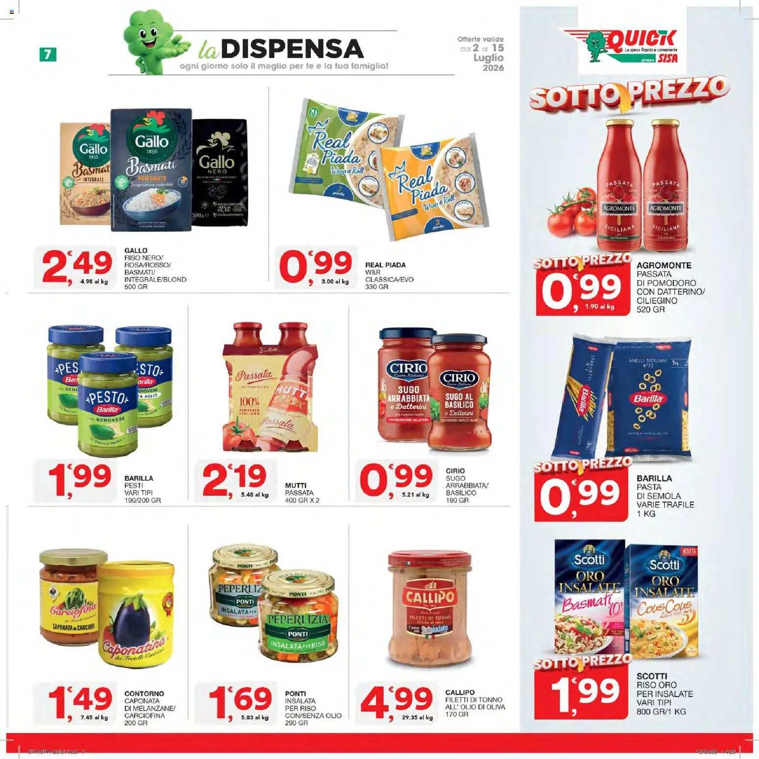 Volantino SISA del 02/07/2026 | Pagina: 7 | Prodotti: Pomodoro, Pesto, Tonno, Mutti