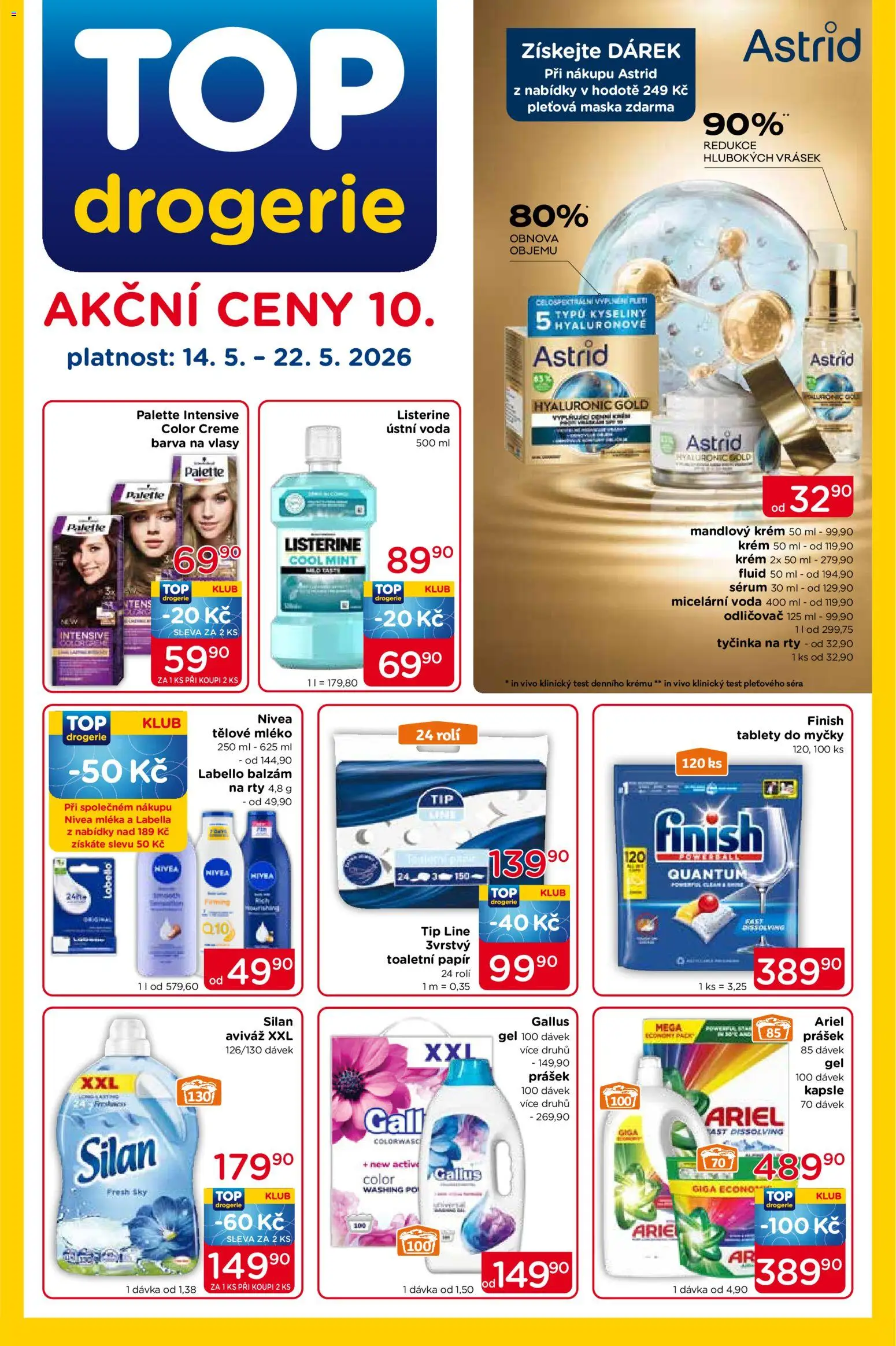 Top drogerie leták od 14.05.2026 | Strana: 1 | Produkty: Tělové mléko, Krém, Silan, Maska