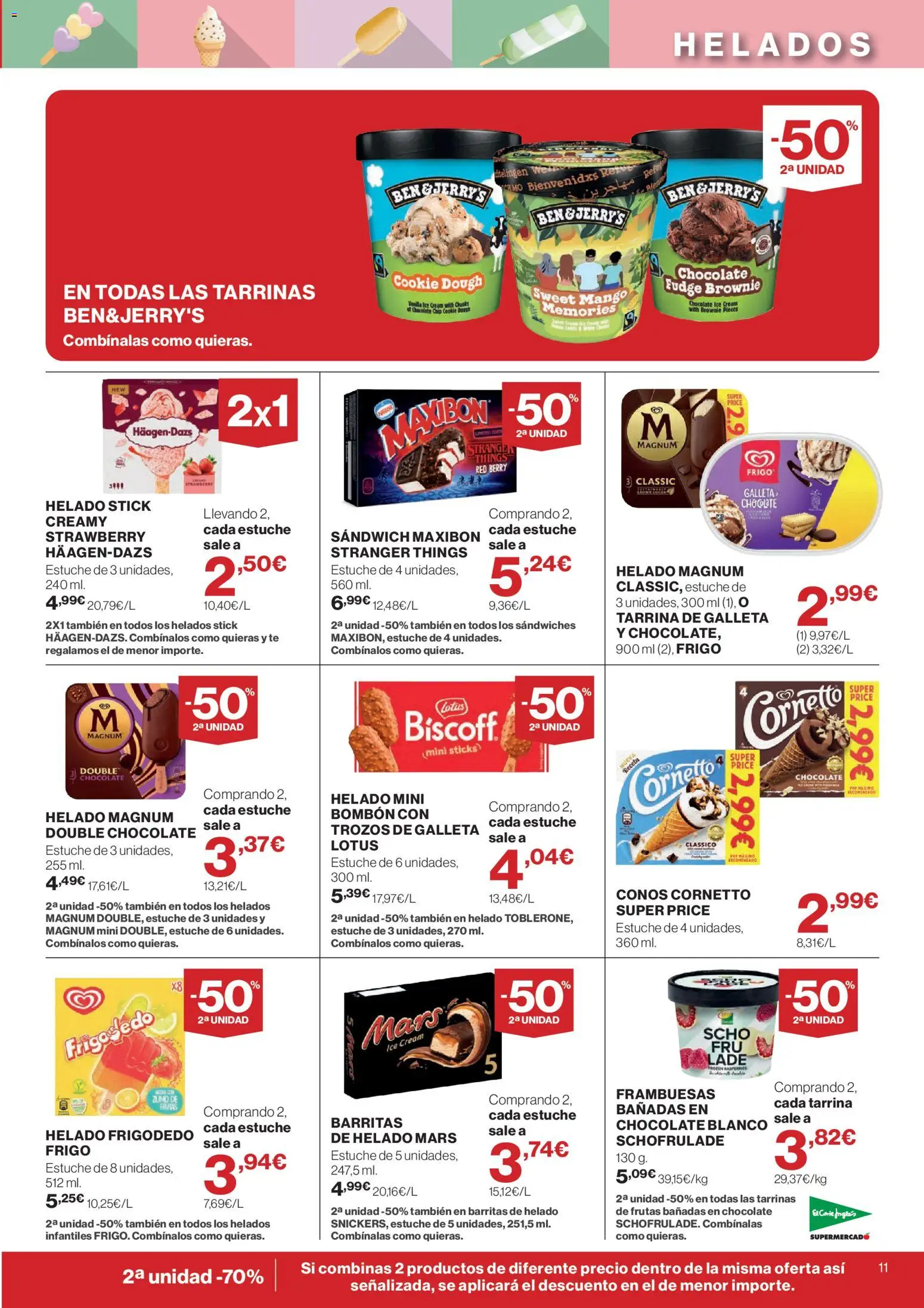 El Corte Inglés ofertas │ válido desde el 13/08/2026 | Página: 11 | Productos: Zumo, Helado, Helado Magnum, Frambuesas