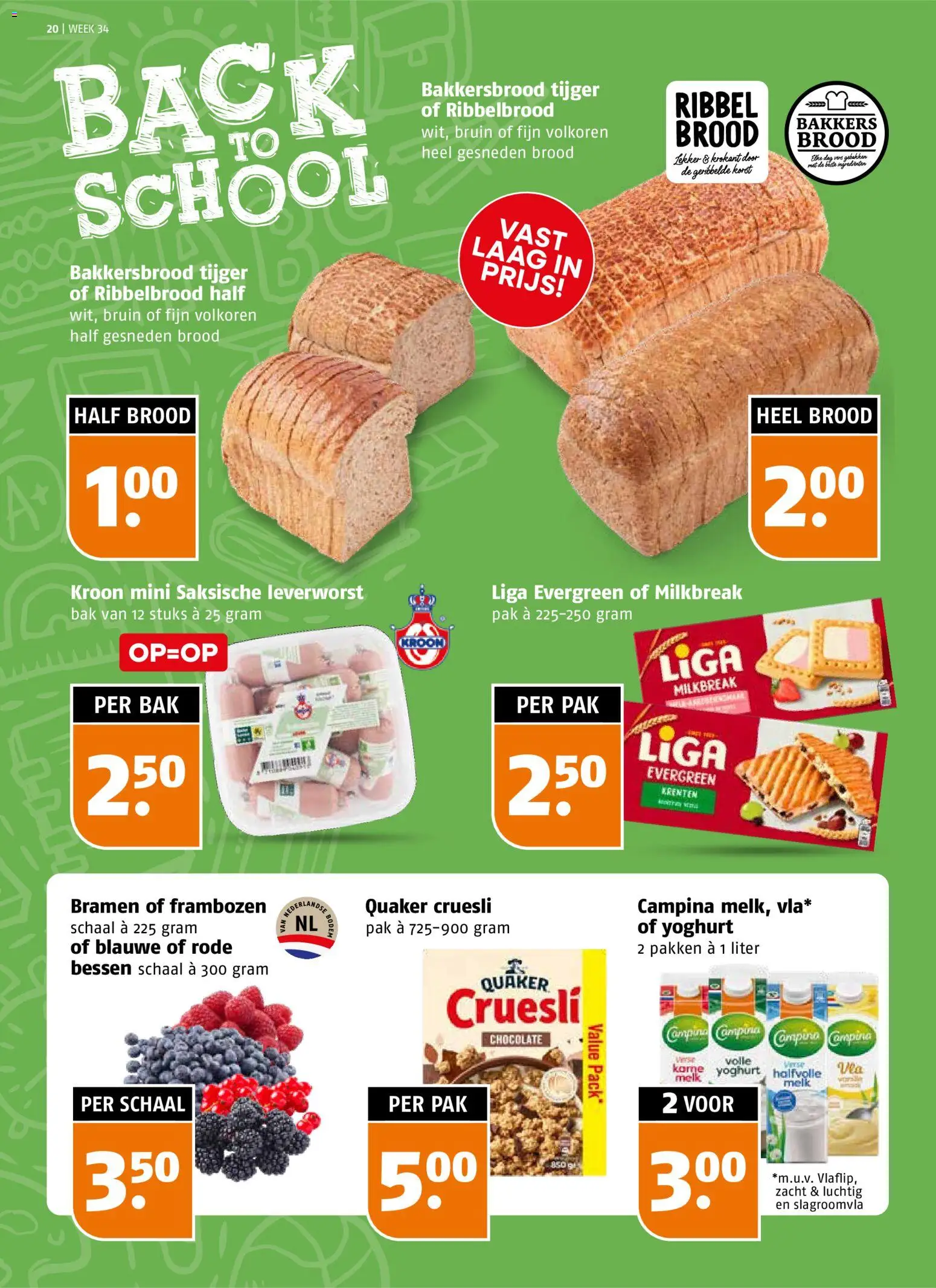 {H1} | Pagina: 20 | Producten: Brood, Halfvolle Melk, Volle melk, Ingrediënten