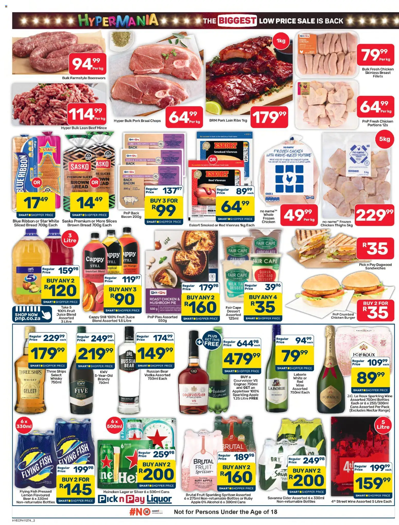 New Pick n Pay catalogue – valid from 25/09/2026 | Page: 2 | Products: Custard, Boerewors, Frozen chicken, Caramel