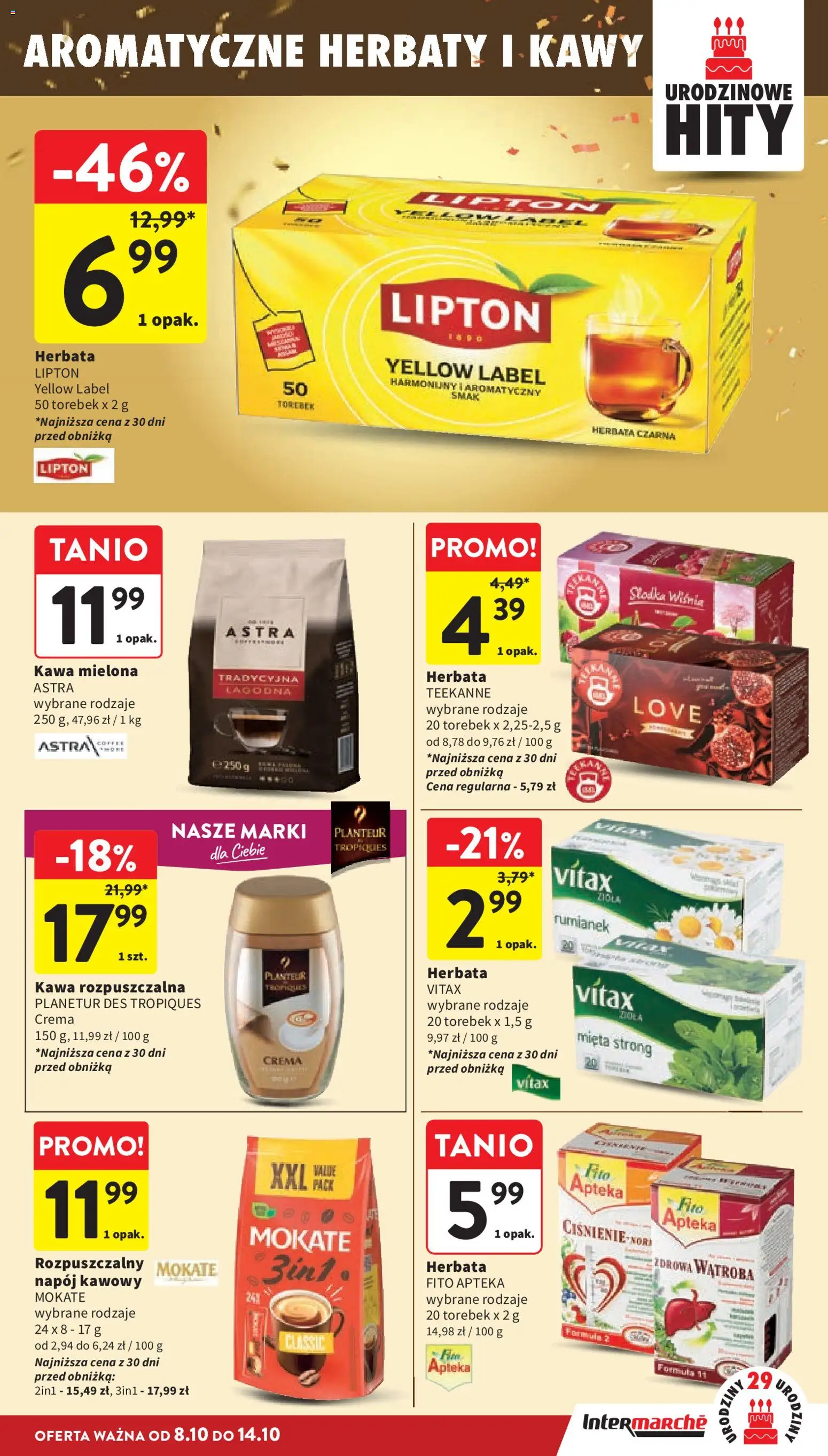 Intermarche gazetka od 08.10.2026 | Strona: 29 | Produkty: Rumianek, Herbata lipton, Zioła, Kawa