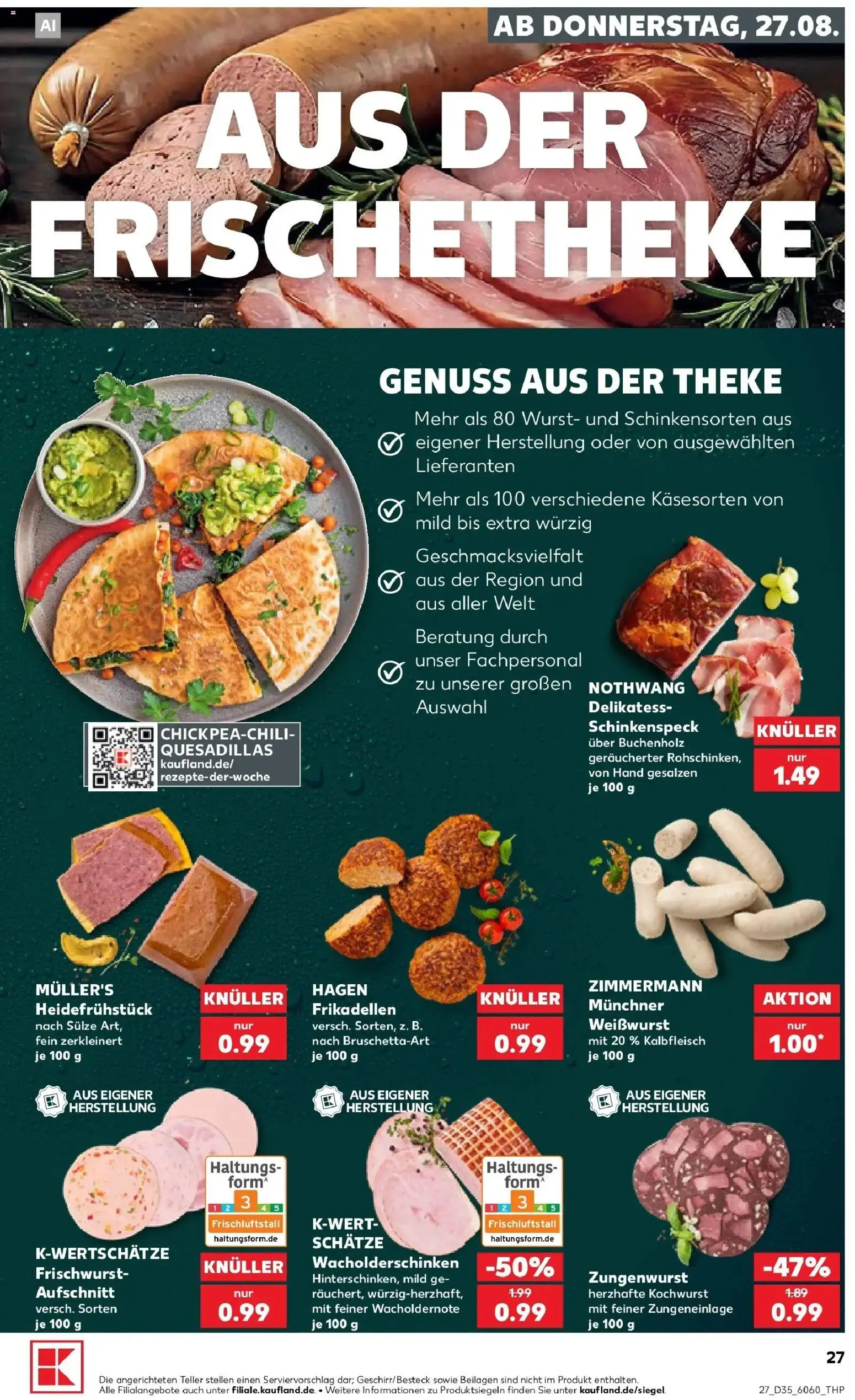 Prospekt Kaufland ab 27.08.2026 » Angebote Online zum Blättern | Seite: 27 | Produkte: Beilagen, Theke, Weißwurst, Wurst