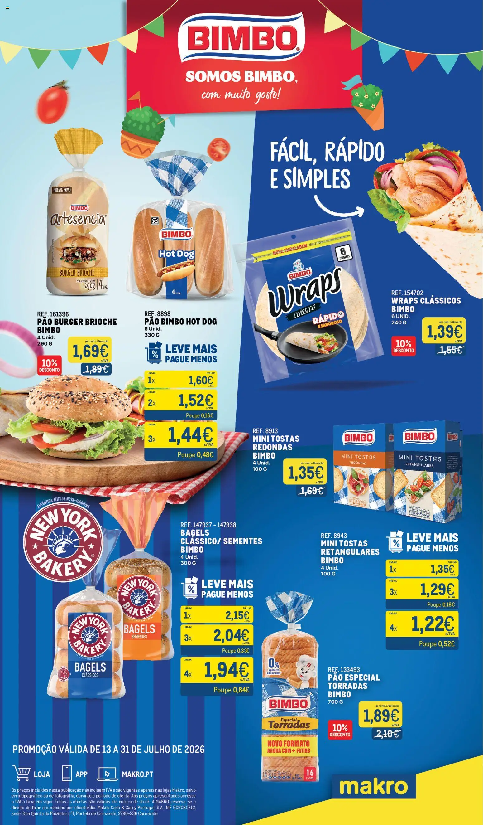 Makro Monofolha Bimbo │ válido de 13/07/2026 | Página: 1 | Produtos: Tostas, Pão
